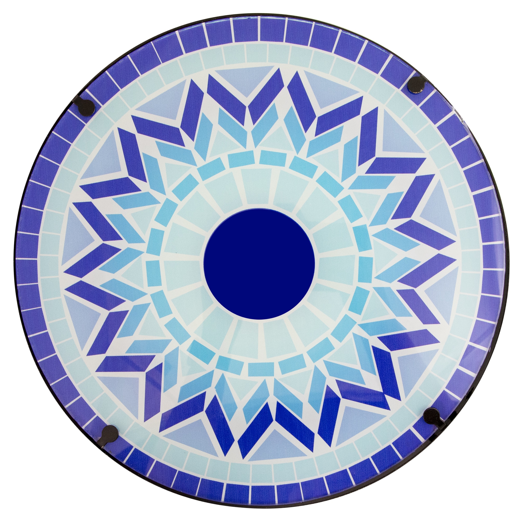 19&#x22; Blue Sun Mosaic Glass Patio Side Table