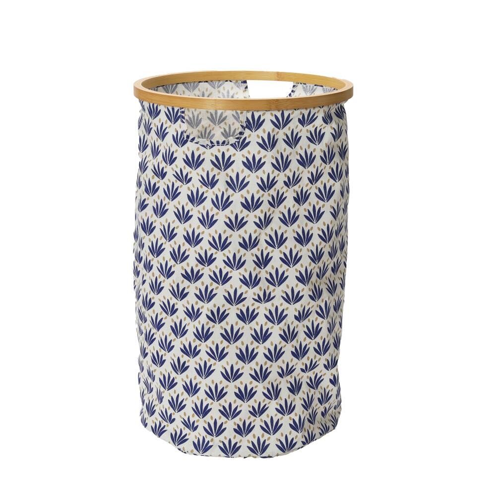 Household Essentials Krush Bamboo Rimmed Hamper (Round, Blue)