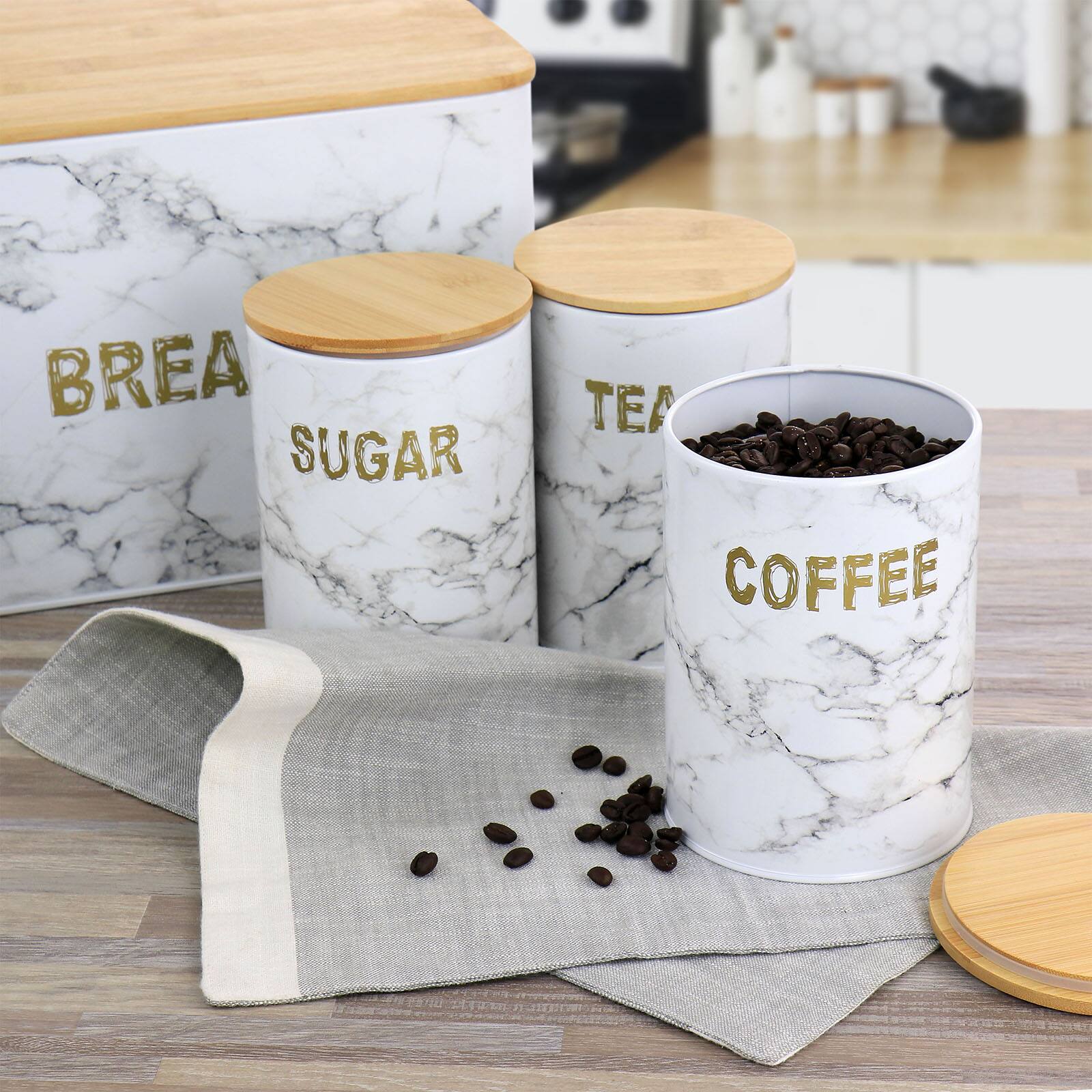 MegaChef Marble Iron Canister Set