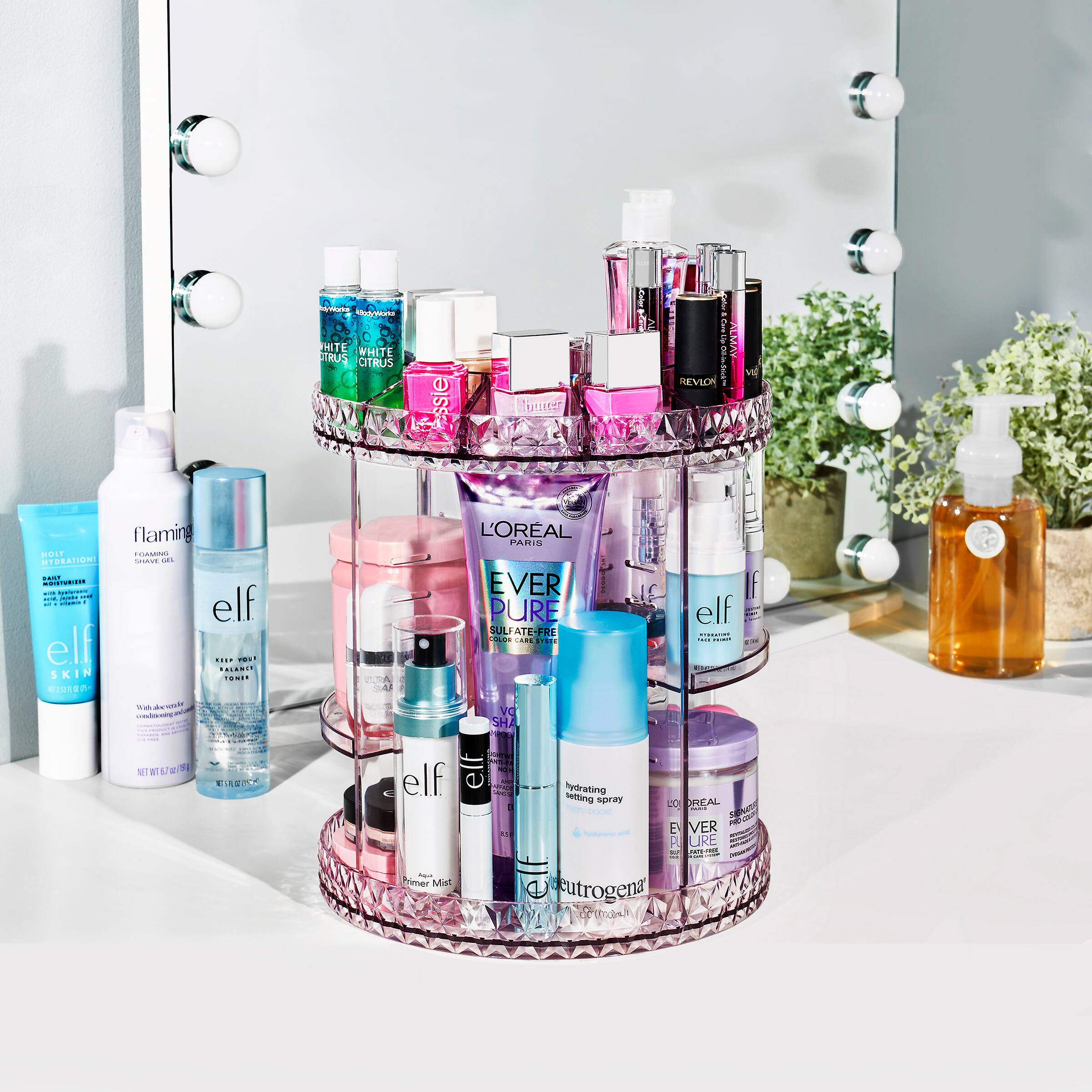 Sorbus Purple Rotating Makeup Organizer