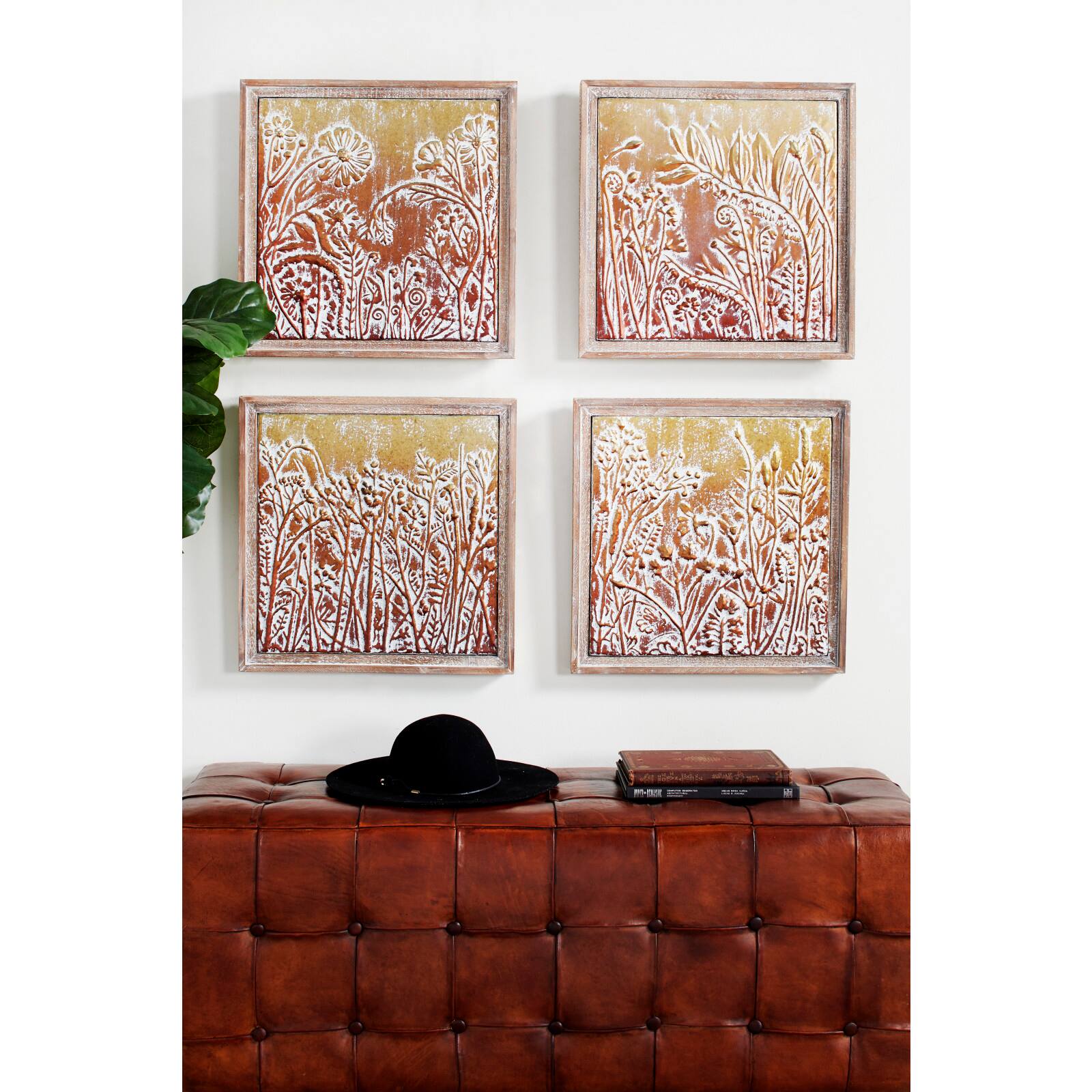 19&#x22; Gold Eclectic Floral Wall D&#xE9;cor Set 