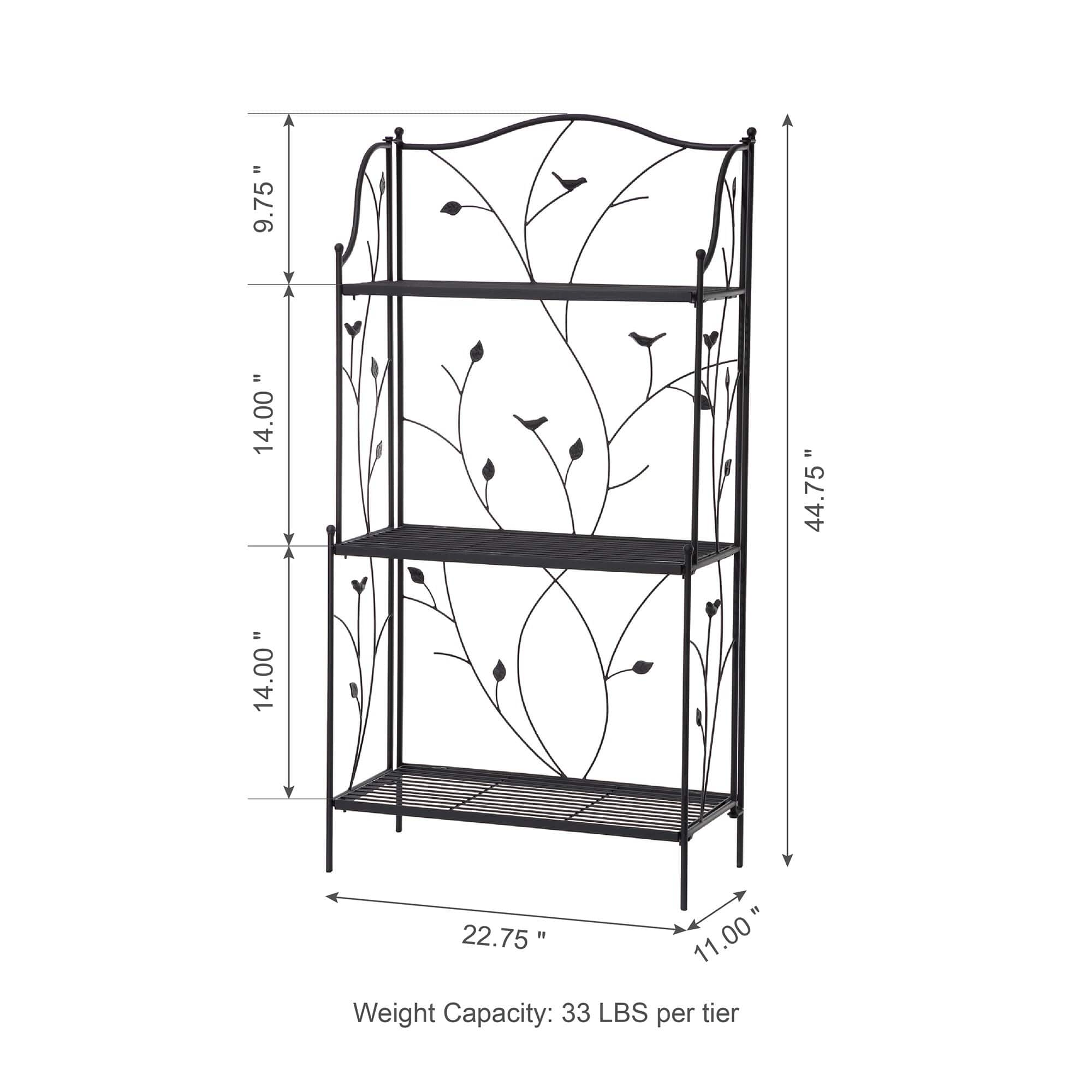 Glitzhome&#xAE; 3-Tier Black Metal Plant Stand