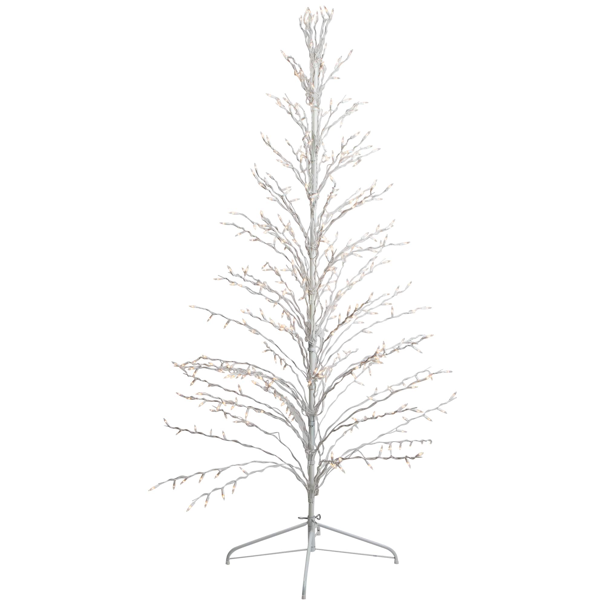 6ft. Pre-Lit White Cascade Twig Artificial Christmas Tree, Clear Lights