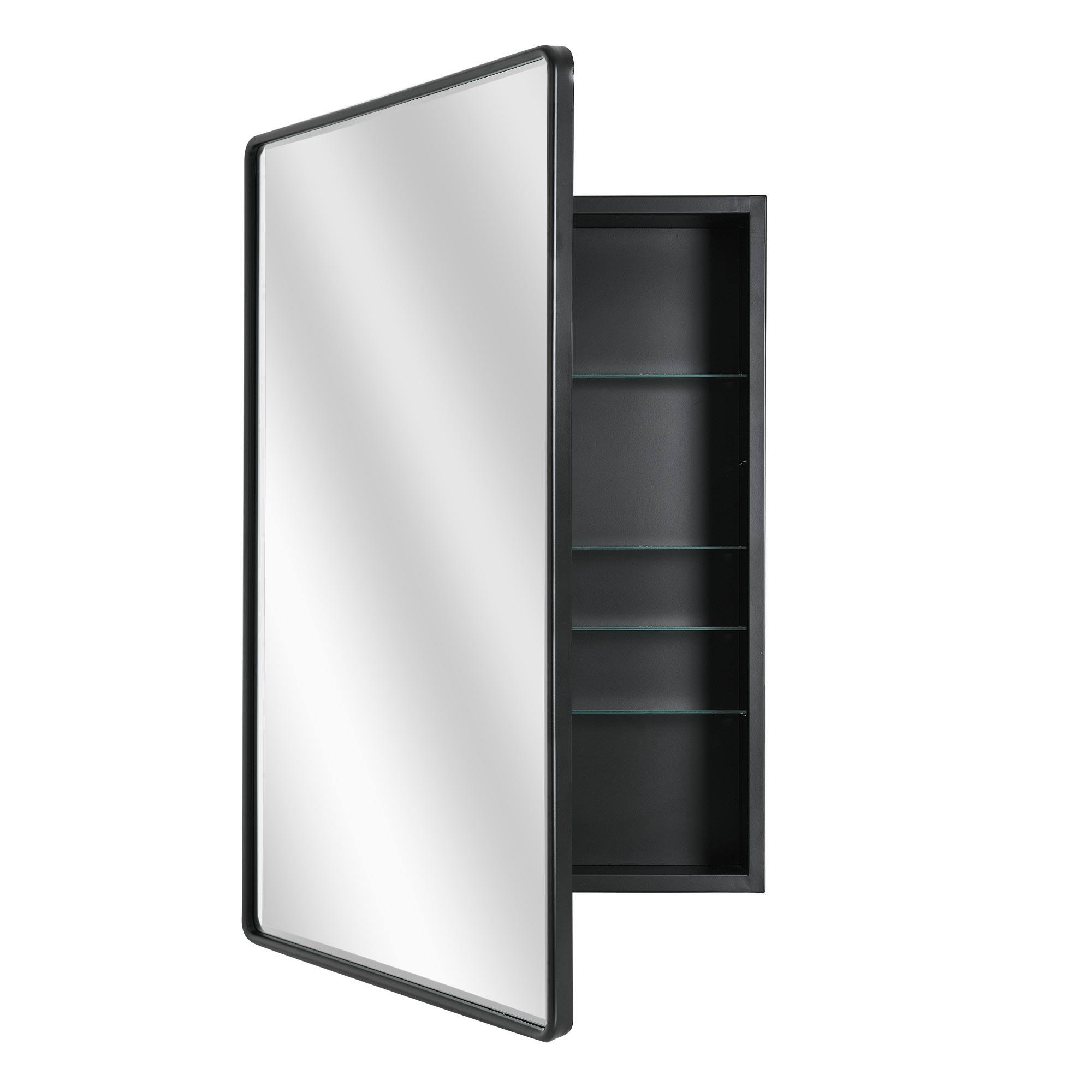 Head West Black Metal Medicine Cabinet with Beveled Mirror