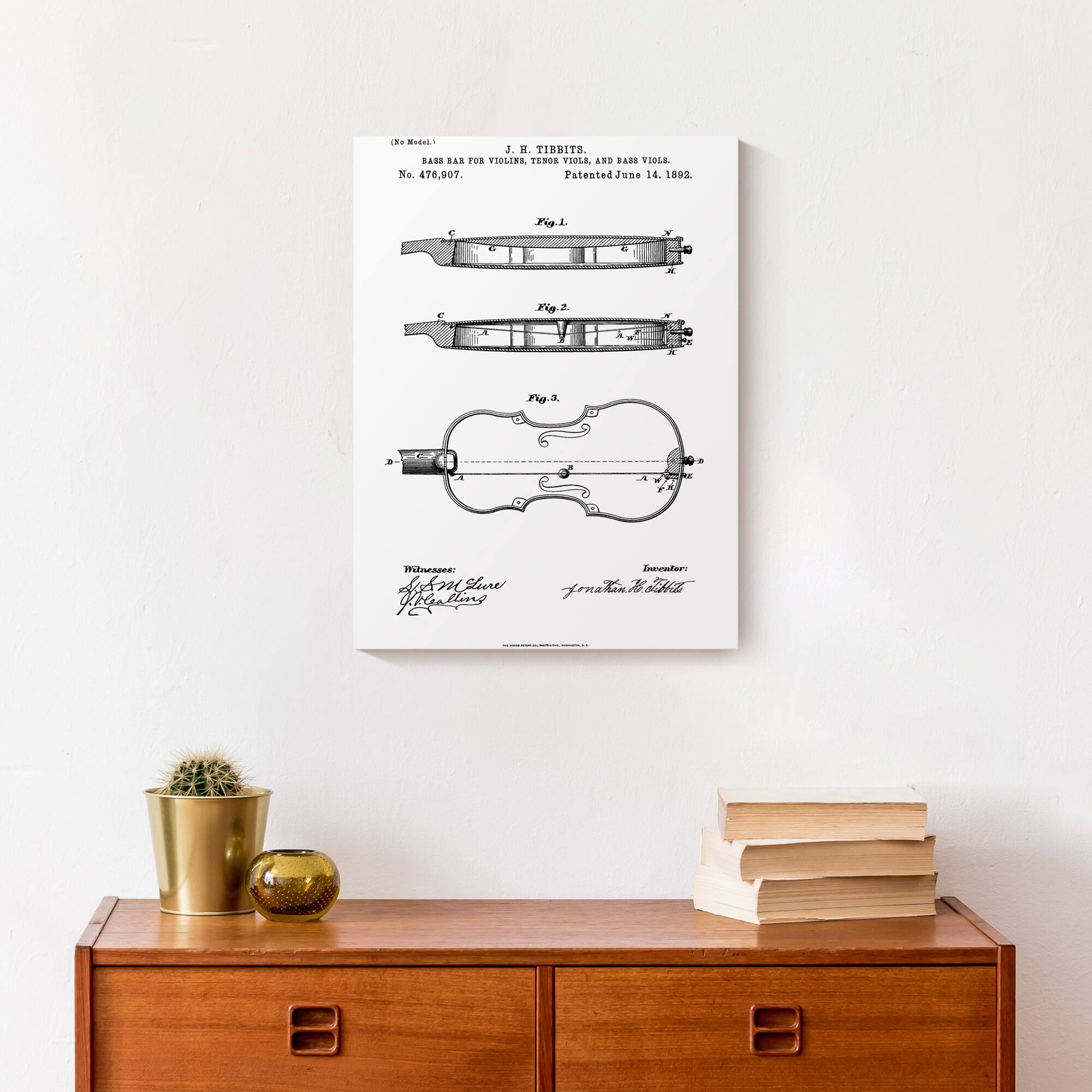 Violin Patent 12&#x22; x 16&#x22; Canvas Wall Art
