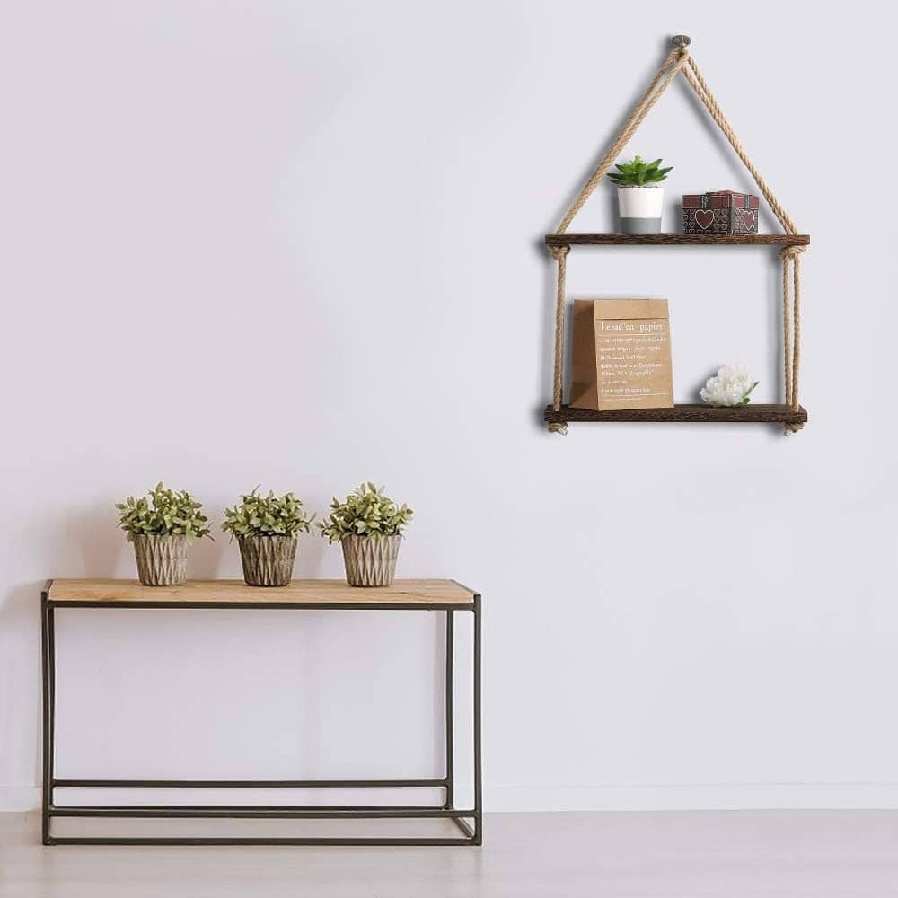 Brown Haitral Wood Floating Shelves Set