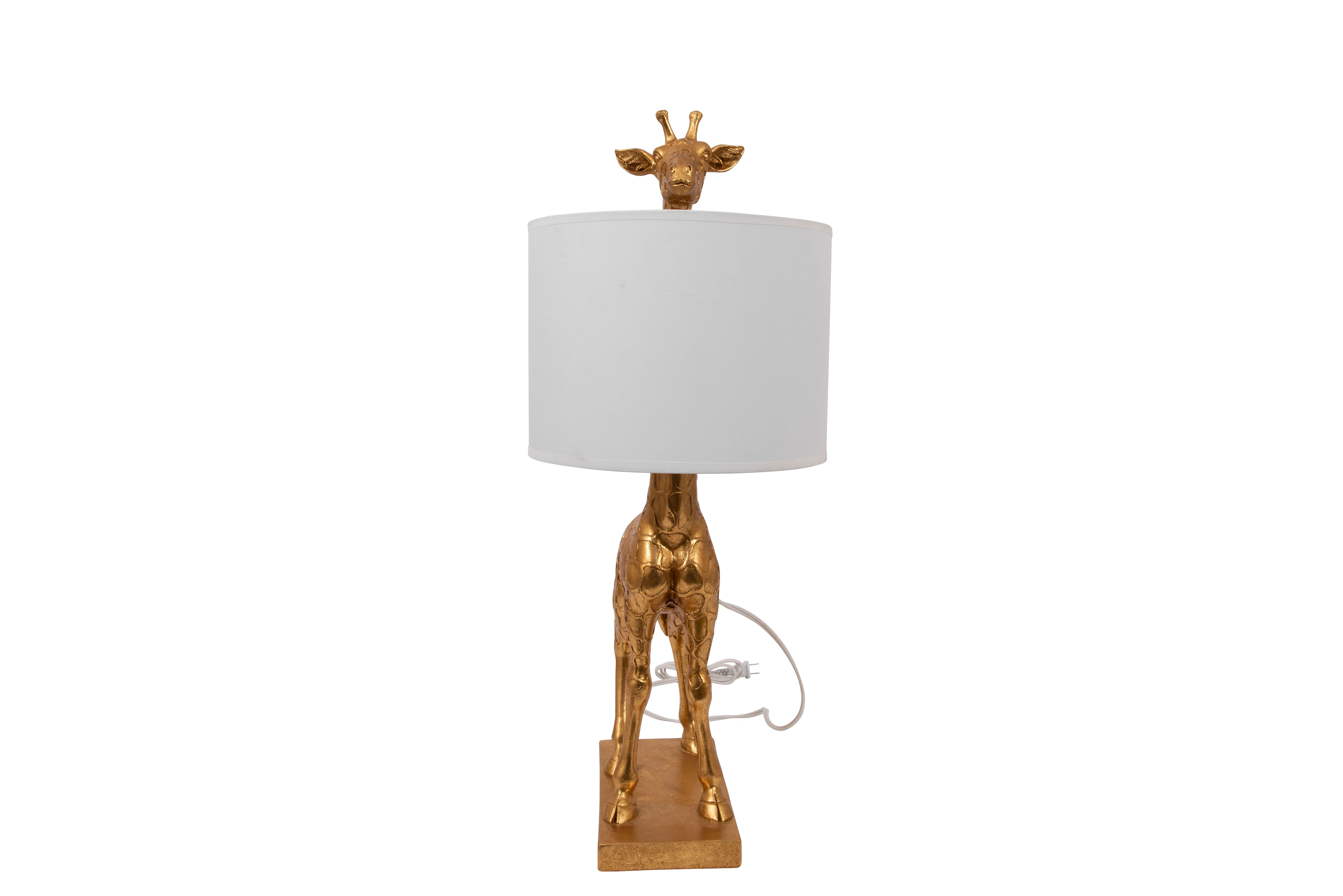 Hello Honey® 27.8" Gold Giraffe Lamp with Linen Shade