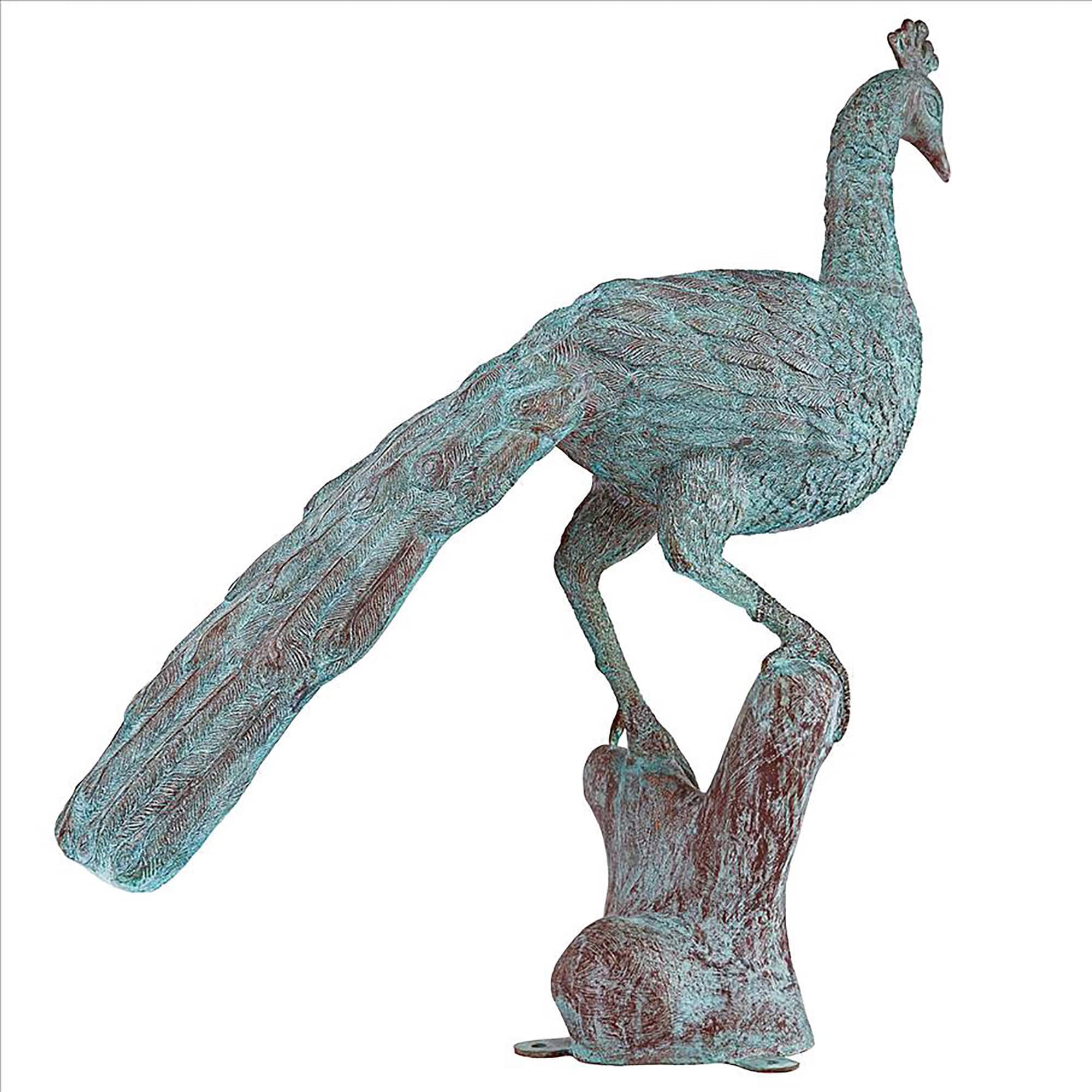 Design Toscano 33.5&#x22; Pleasant Peacock Cast Bronze Garden Statue