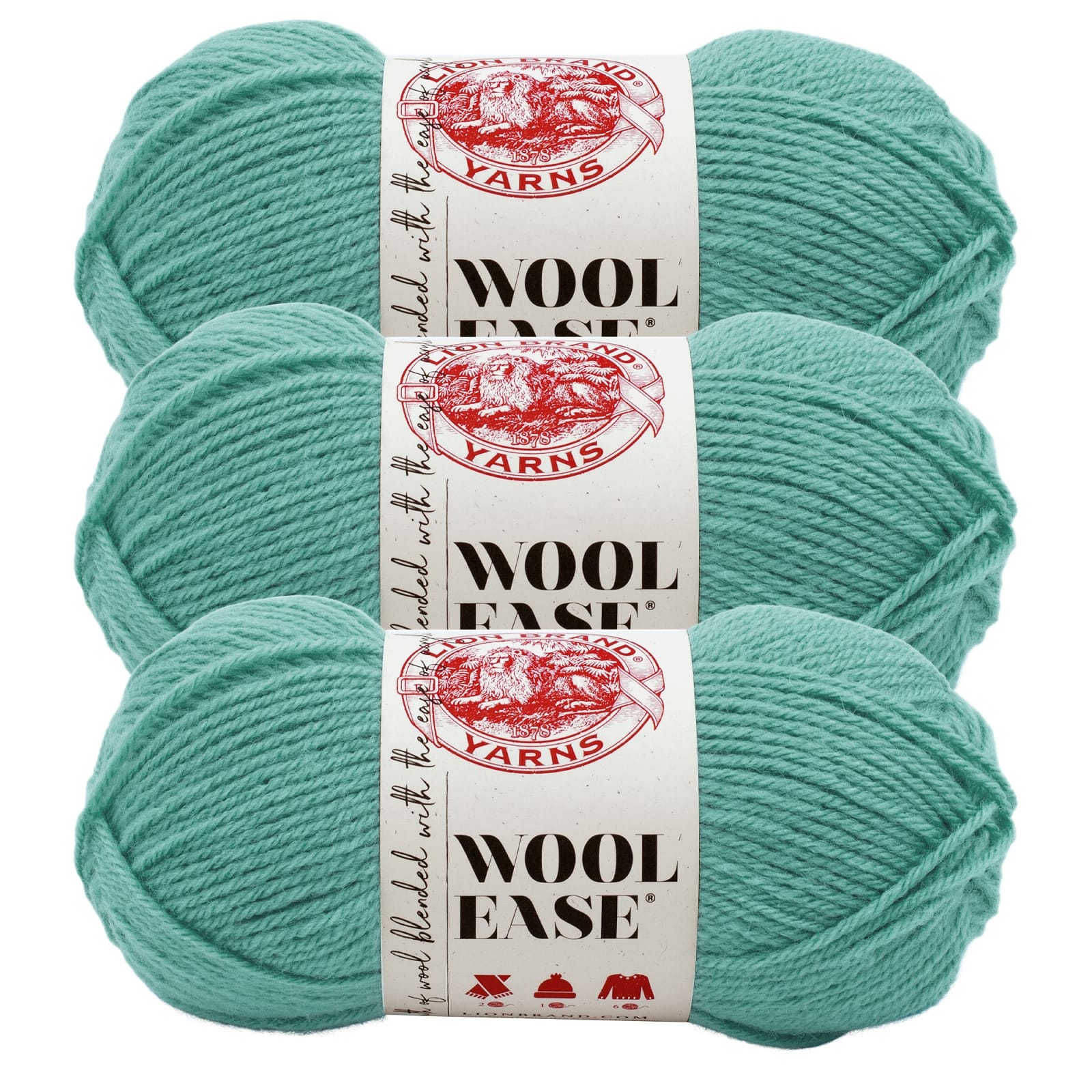 Lot of 4 Lion Brand Wool Ease Yarn Skeins Blue Green Gray 3 Oz Each Worsted  NEW
