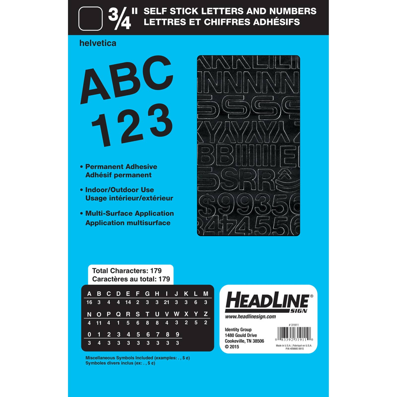 Headline Sign® White Helvetica Letters & Numbers Vinyl Stickers, 1/4