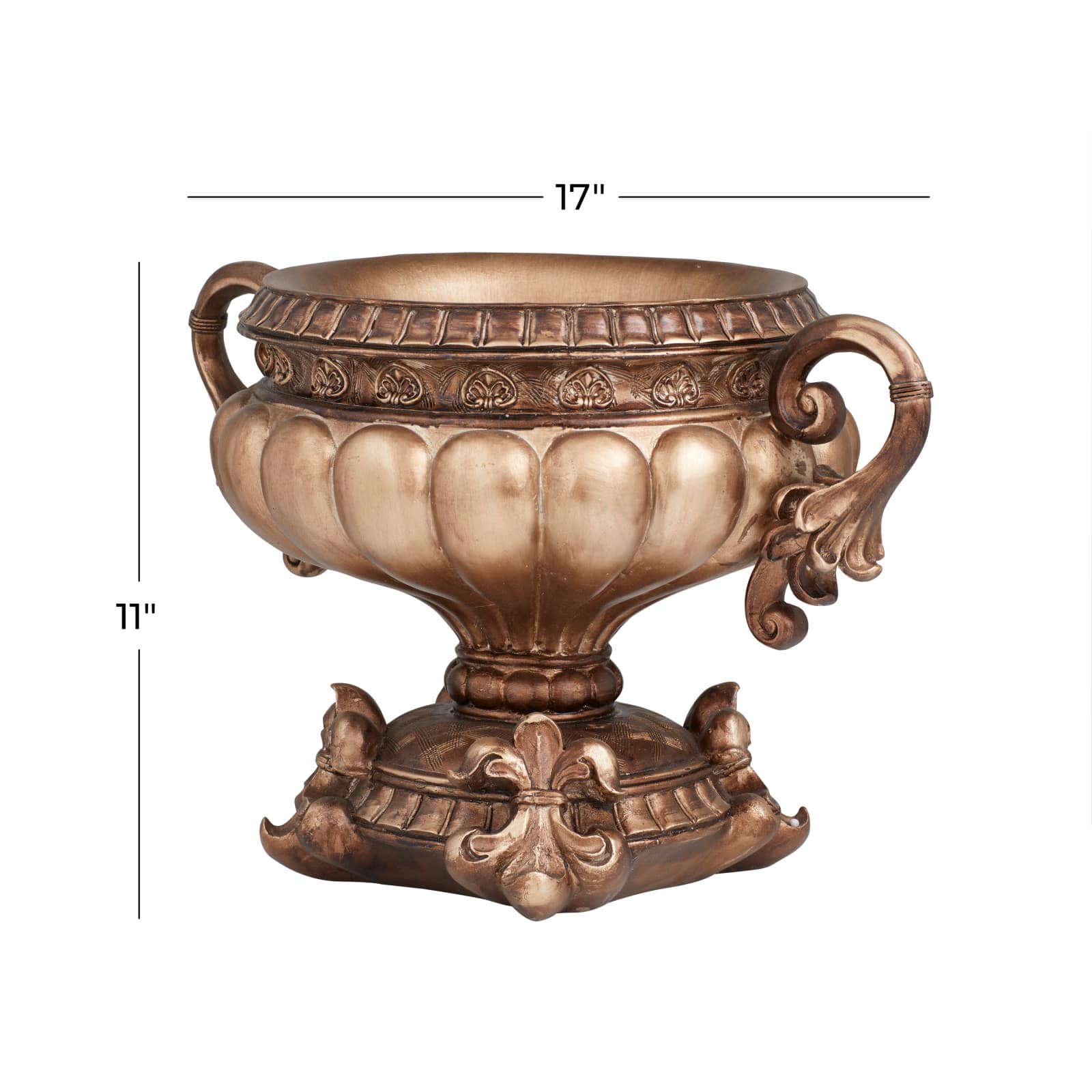 Bronze Polystone Traditional Decorative Bowl, 11&#x22; x 17&#x22; x 11&#x22;