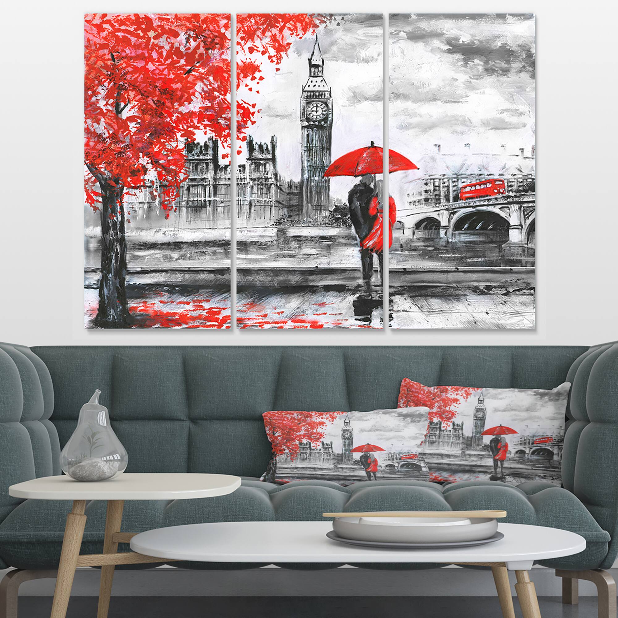 Designart - Couples Walking in Paris - Landscape Canvas Art Print
