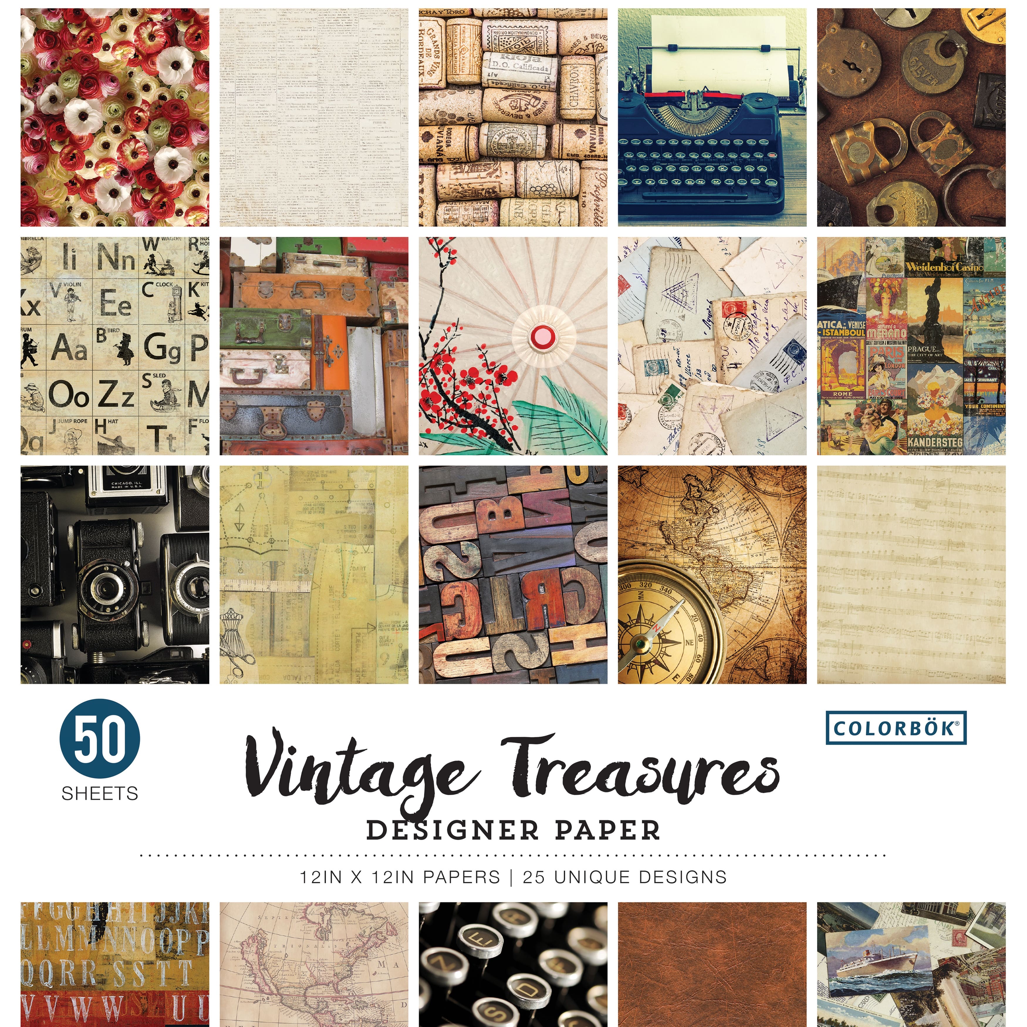 Colorbok&#xAE; Vintage Treasures Designer Paper Pad, 12&#x22; x 12&#x22;