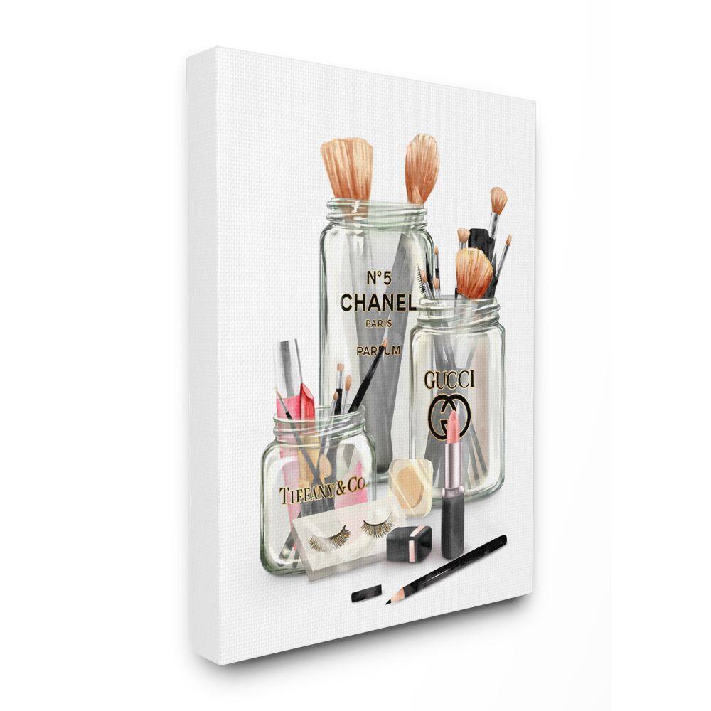 Stupell Industries Fashion Brand Makeup In Mason Jars Glam Design Canvas Wall Art