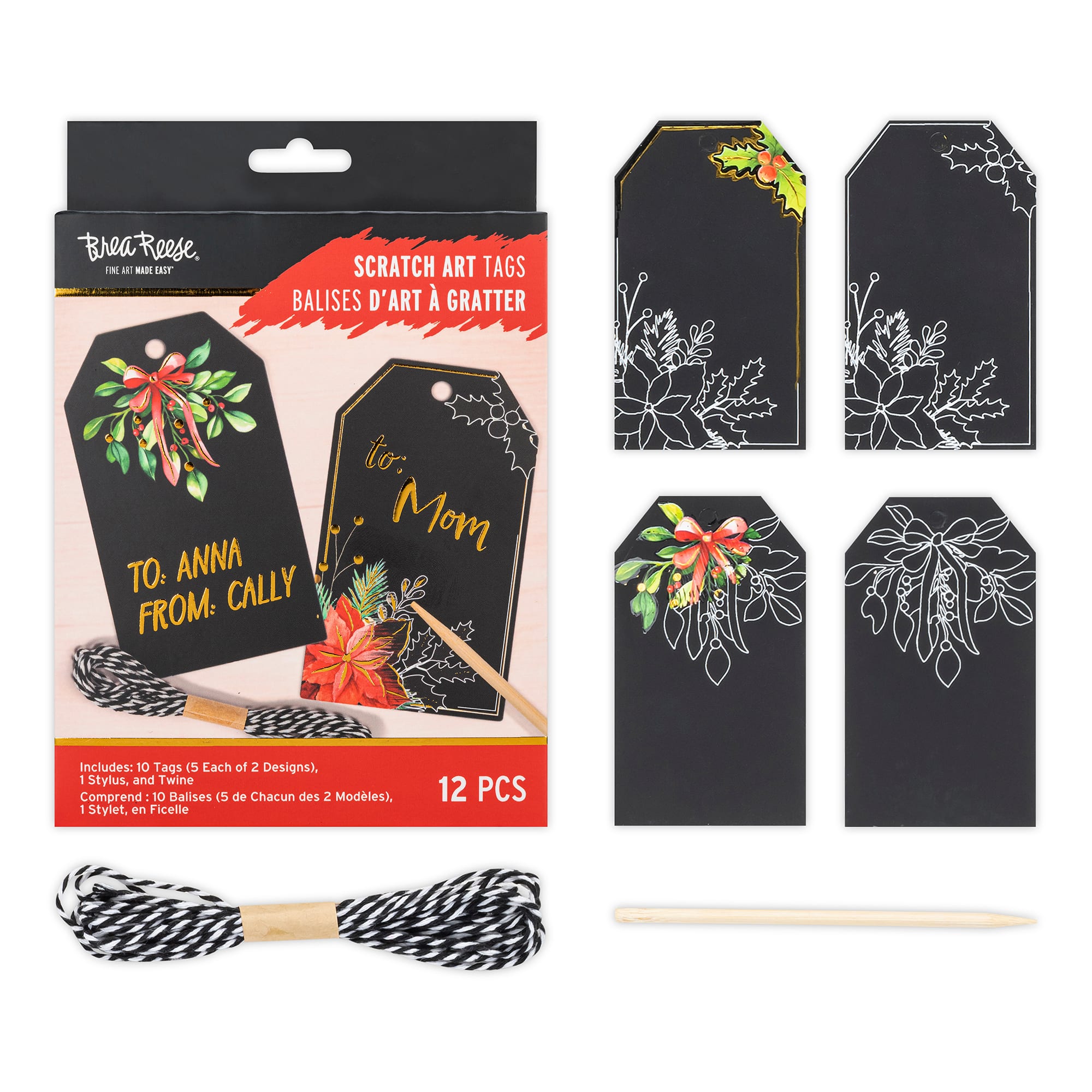 Brea Reese&#x2122; Holiday Floral Scratch Art Tags