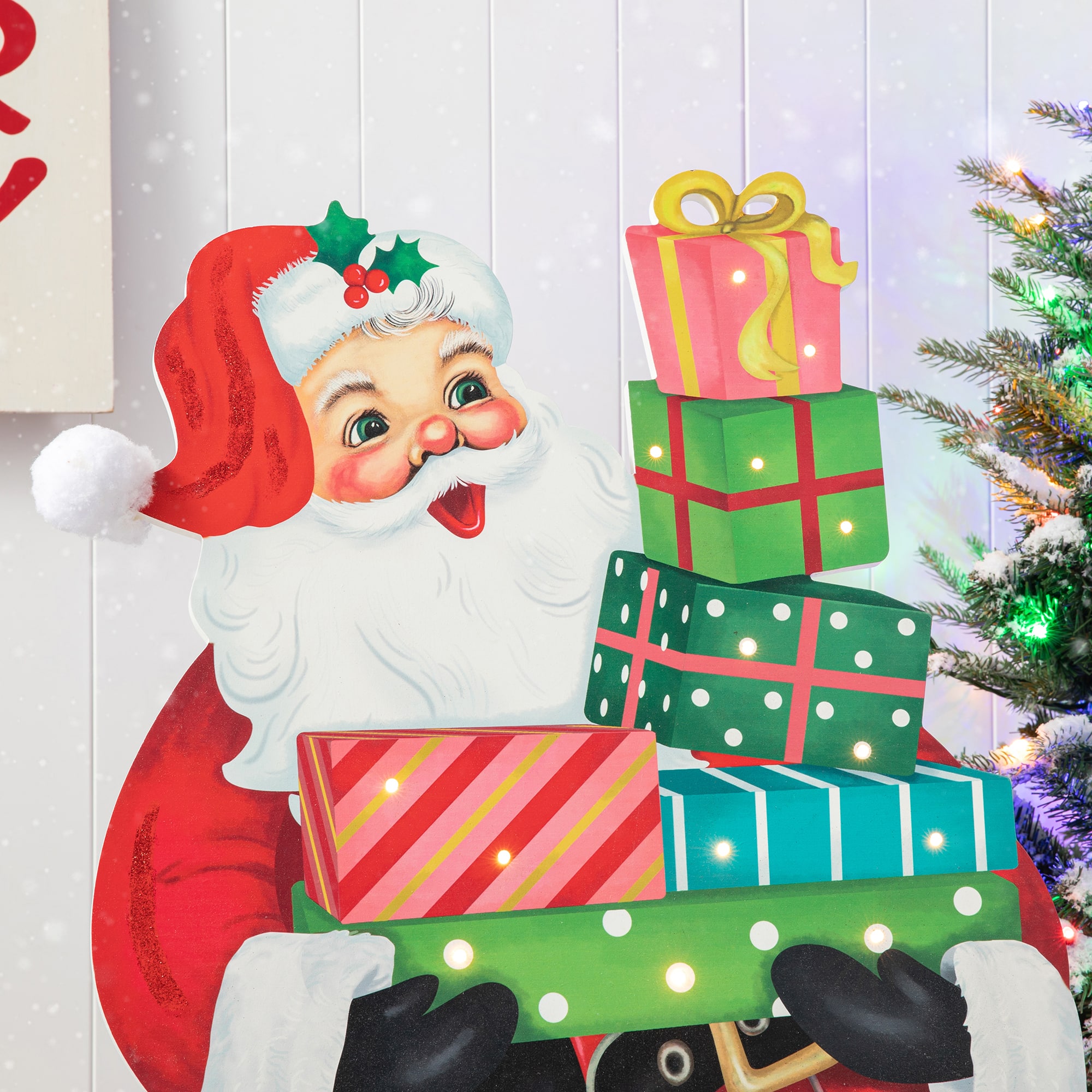 Glitzhome® 36'' Wooden Santa Gifts Porch Décor