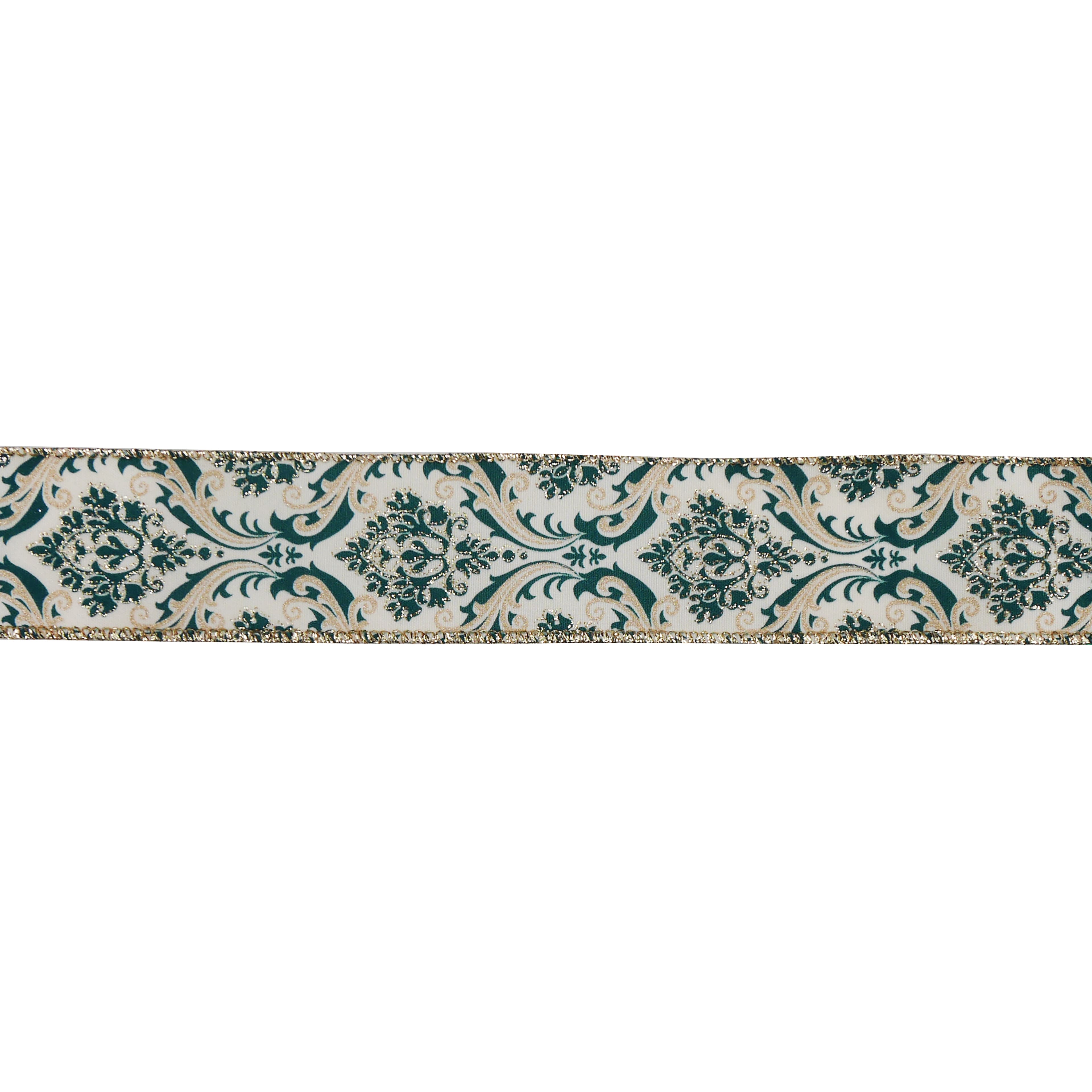 1.5&#x22; x 30ft. Green Damask Wired Ribbon by Celebrate It&#xAE;