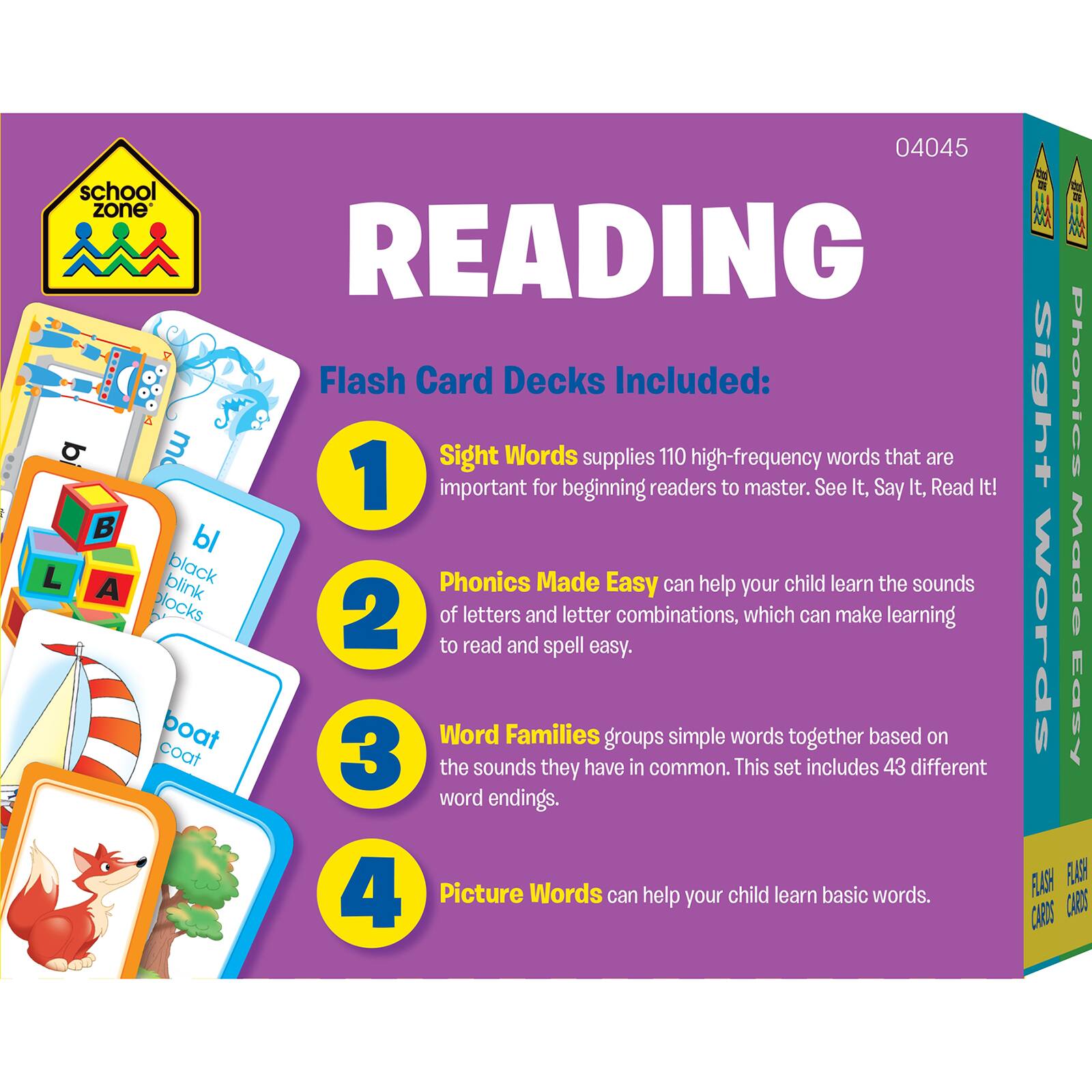 School Zone Publishing Reading Flash Card, 4ct.