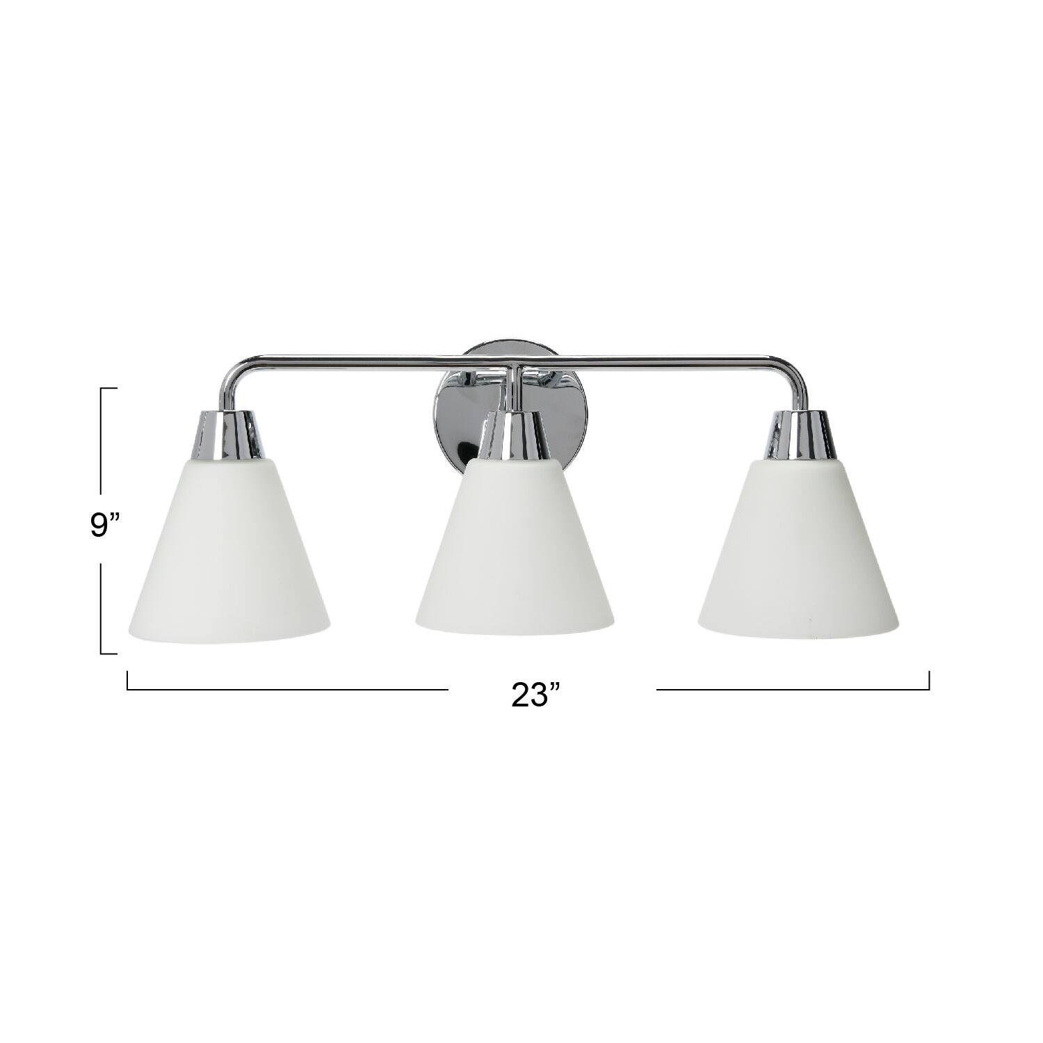 Hello Honey® Robert Stevenson Lighting Brody Chrome Metal & Frosted Glass 3-Light Vanity Light