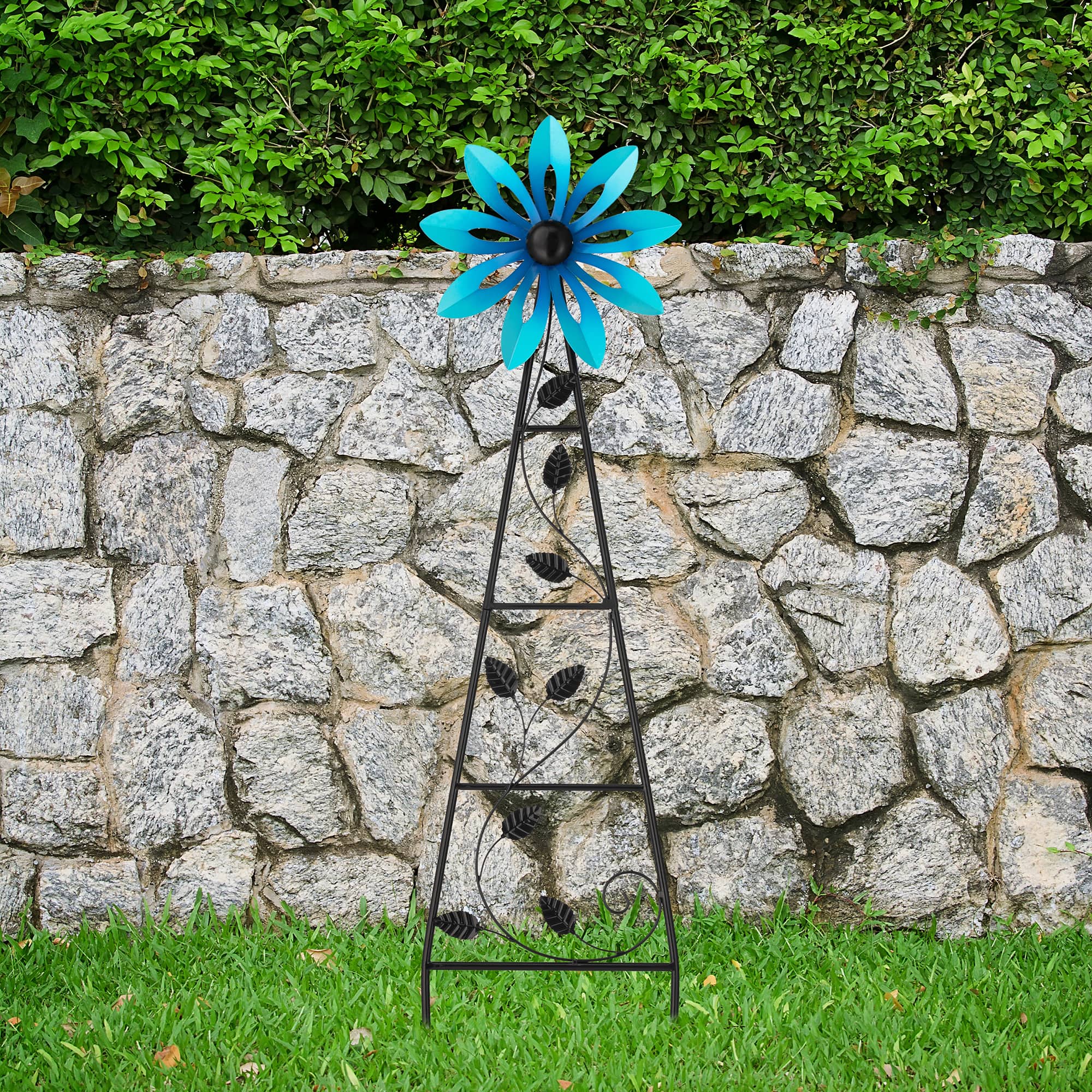 Glitzhome® 44" Metal Flower Wind Spinner Garden Stake