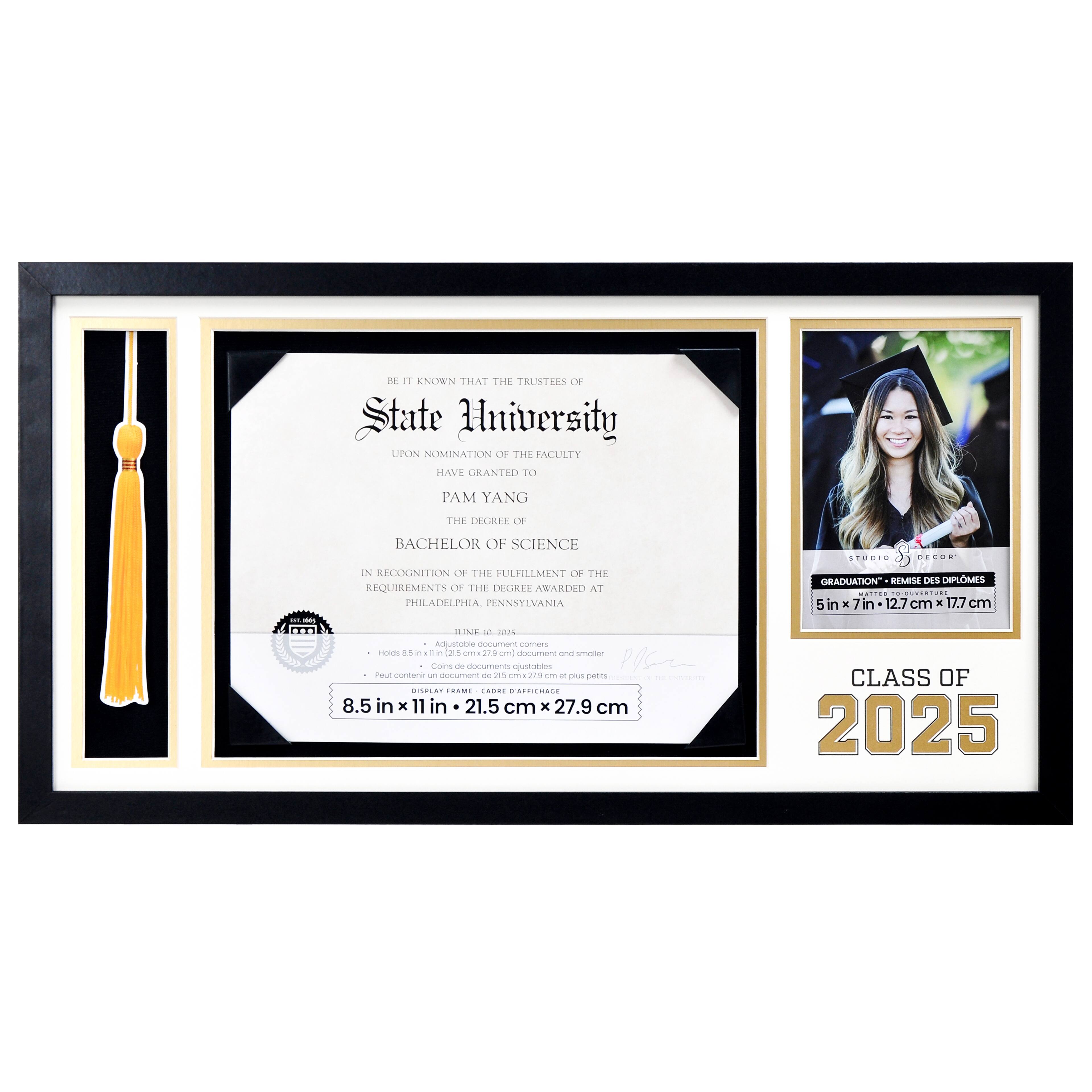 3 Opening Graduation™ 21" x 11" Black 2025 Display Case by Studio Décor®