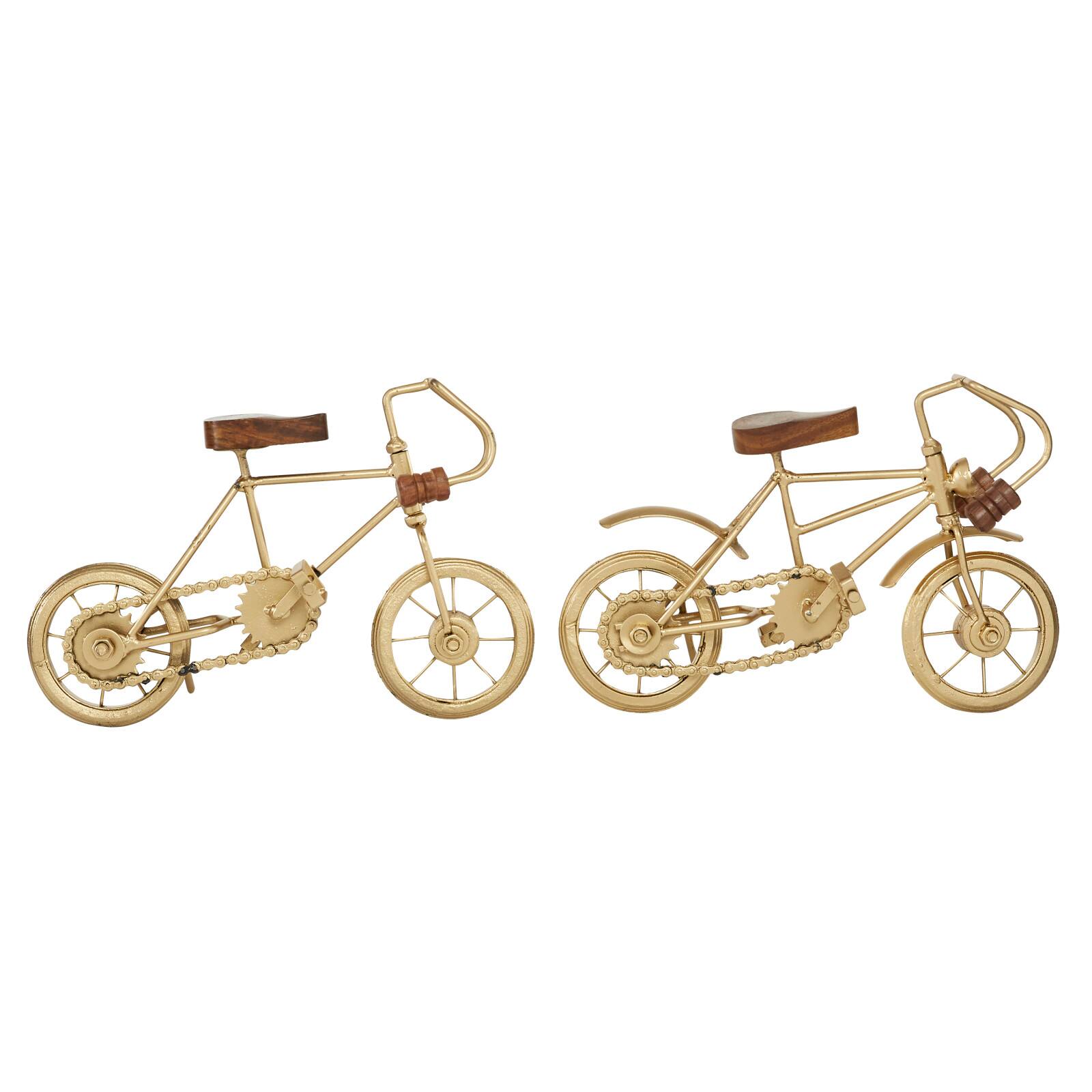 9.75" Gold Finish Metal Bike Tabletop Sculptures, 2ct.