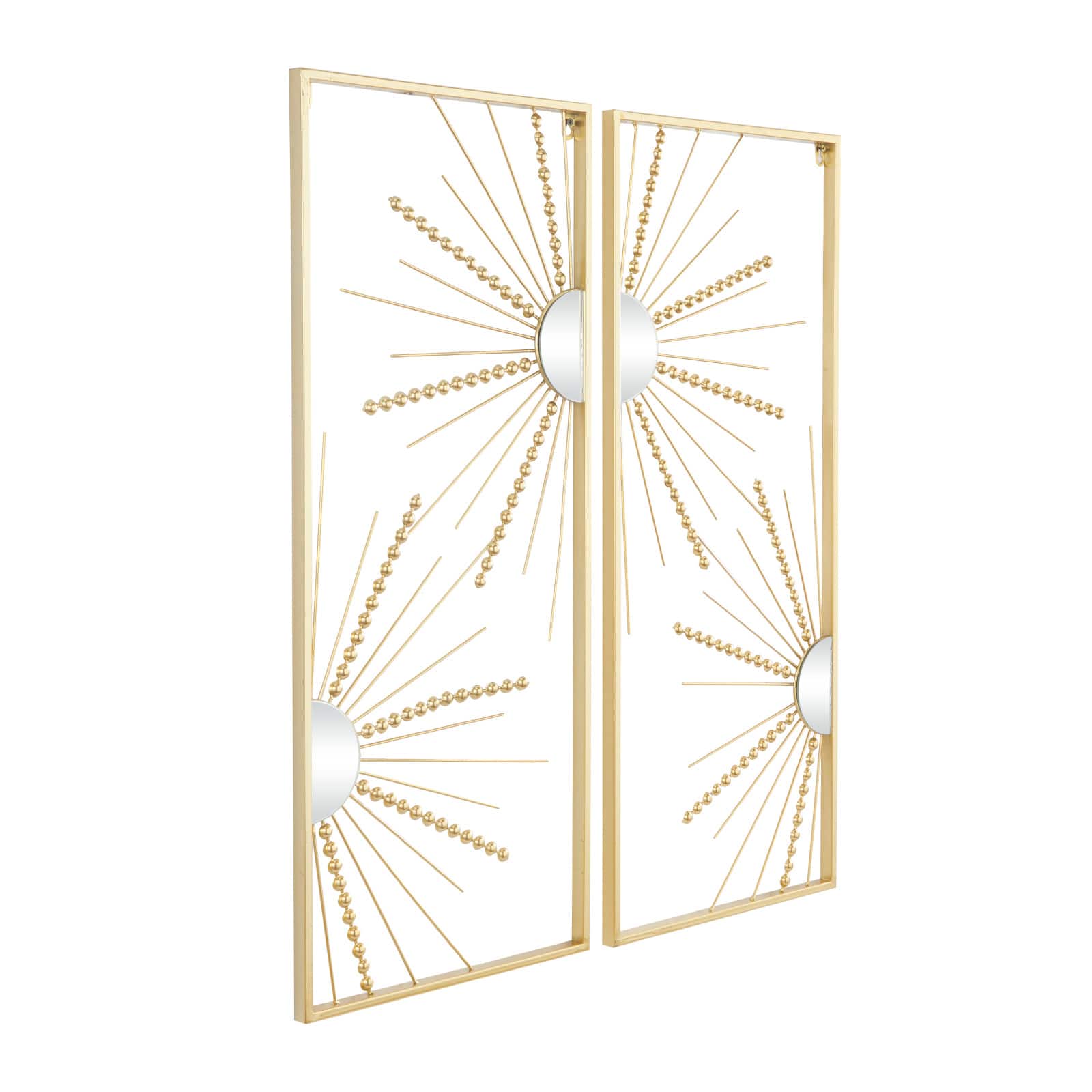 CosmoLiving by Cosmopolitan Gold Metal Half Moon Mirror Geometric Wall Decor with Gold Frame Set of 2 15&#x22;, 36&#x22;