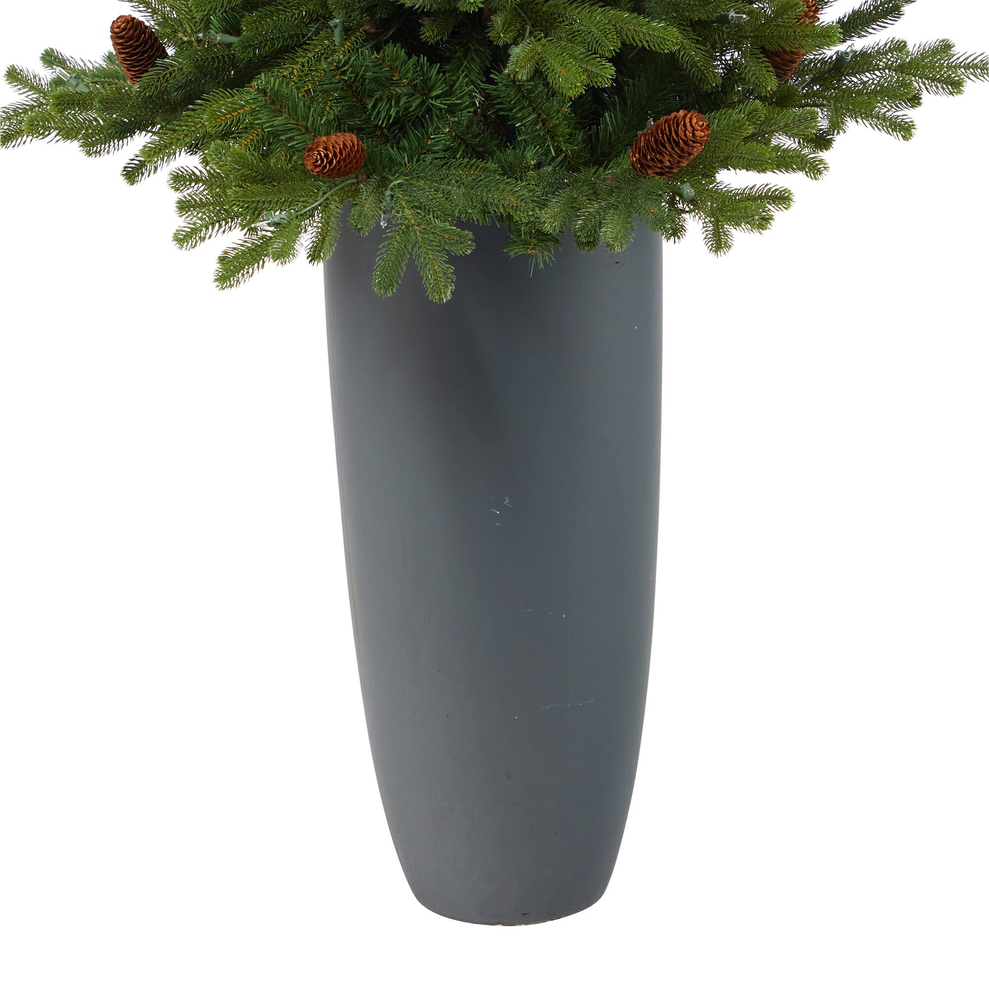 5ft. Pre-Lit Yukon Mountain Fir Artificial Christmas Tree in Gray Planter, Clear Lights