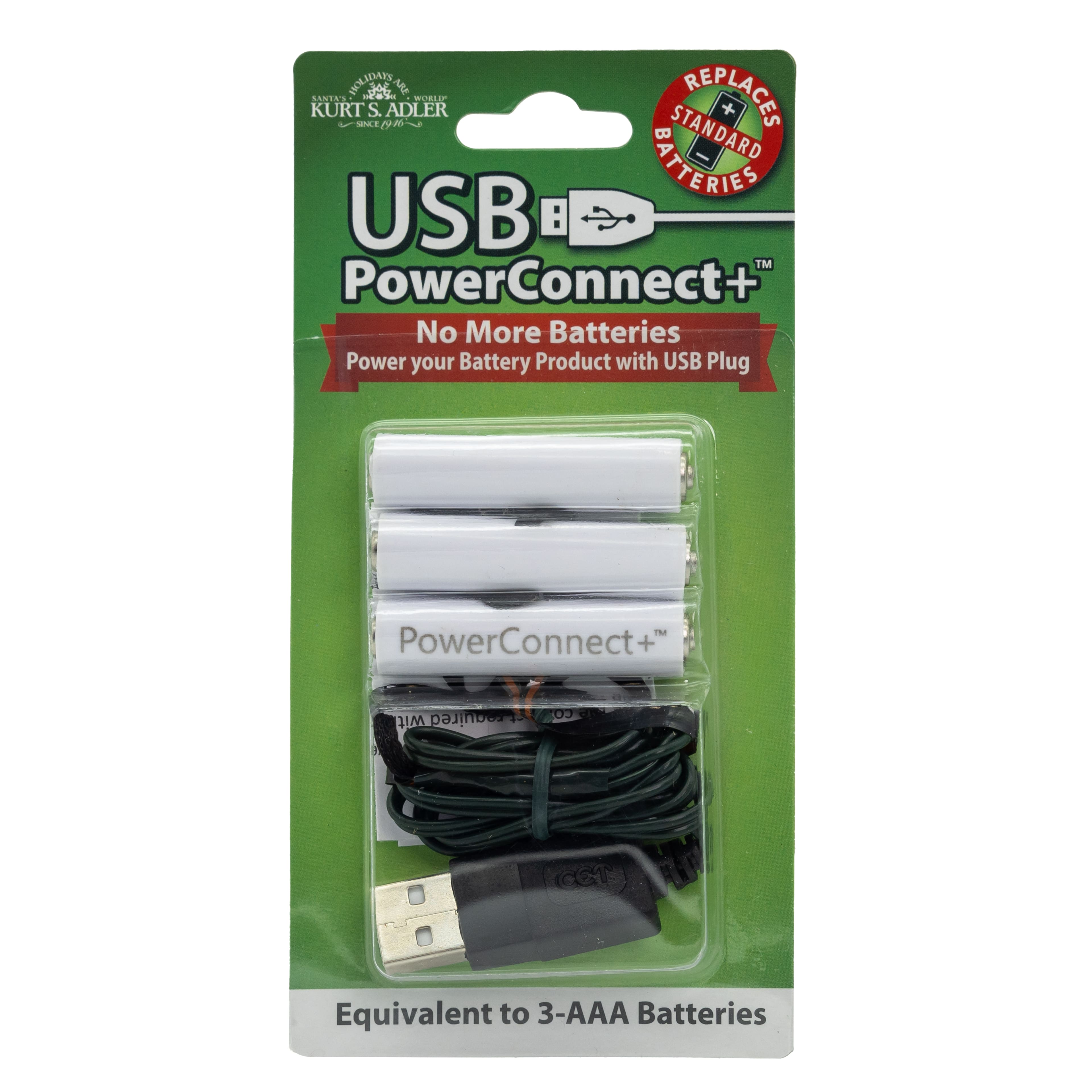 Kurt S. Adler USB Power Connect+&#x2122; 3AAA Battery Converter