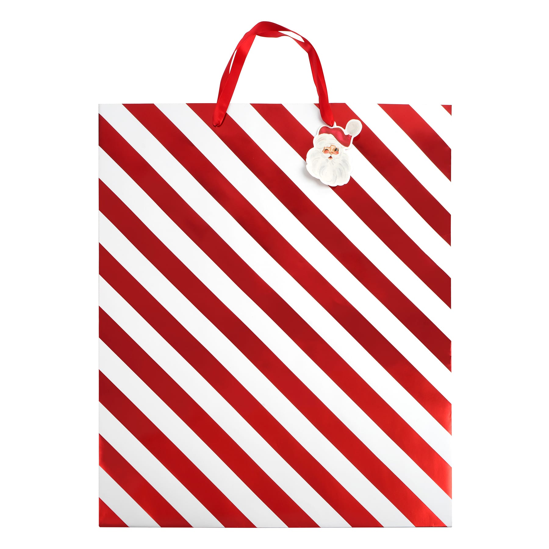 19&#x22; Red &#x26; White Stripe Gift Bag by Celebrate It&#x2122;