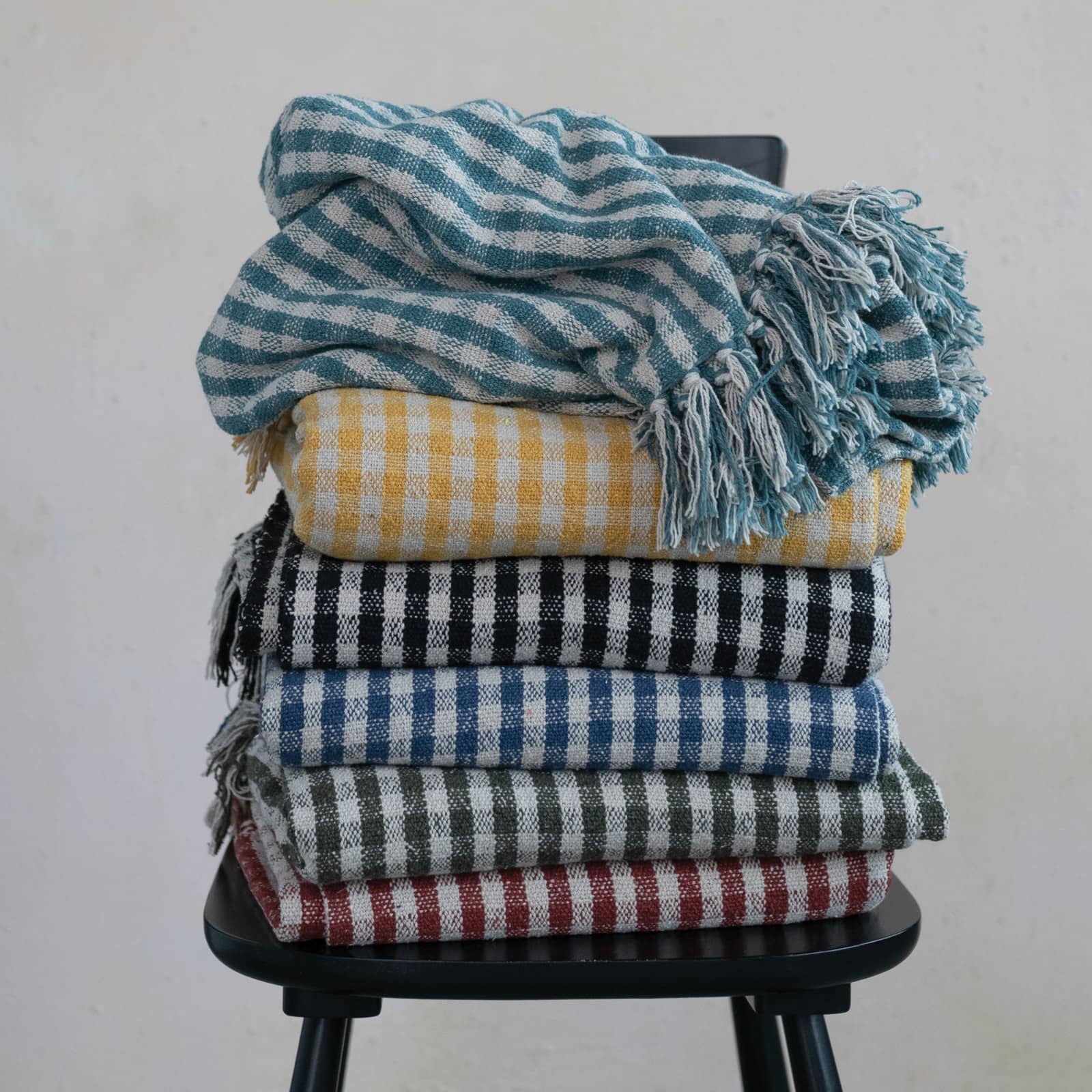 Hello Honey® Gingham Woven Recycled Cotton Blend Throw Blanket with Fringe