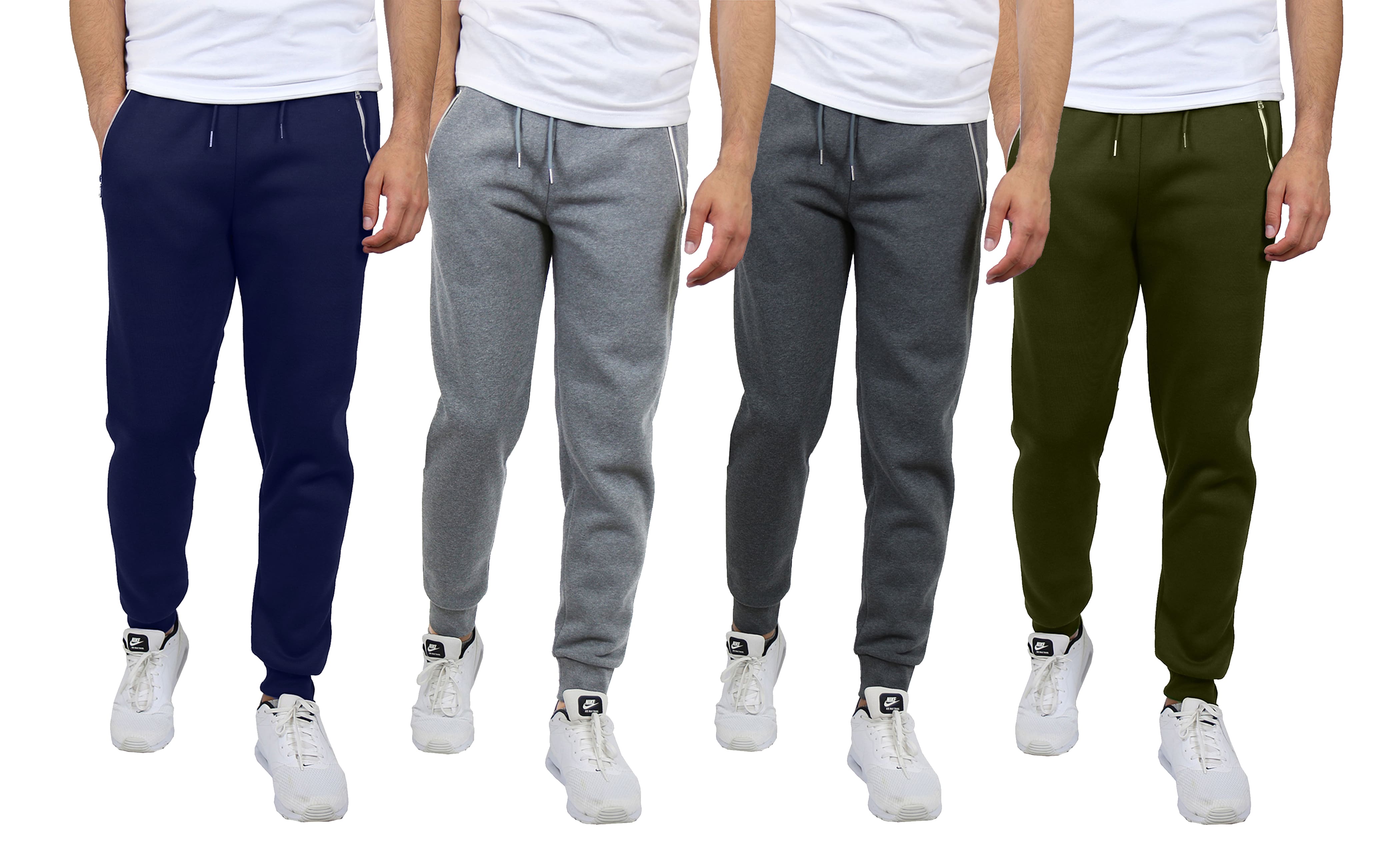 Galaxy by Harvic Fleece-Lined Men&#x27;s Jogger Sweatpants with Zipper Pockets 4 Pack