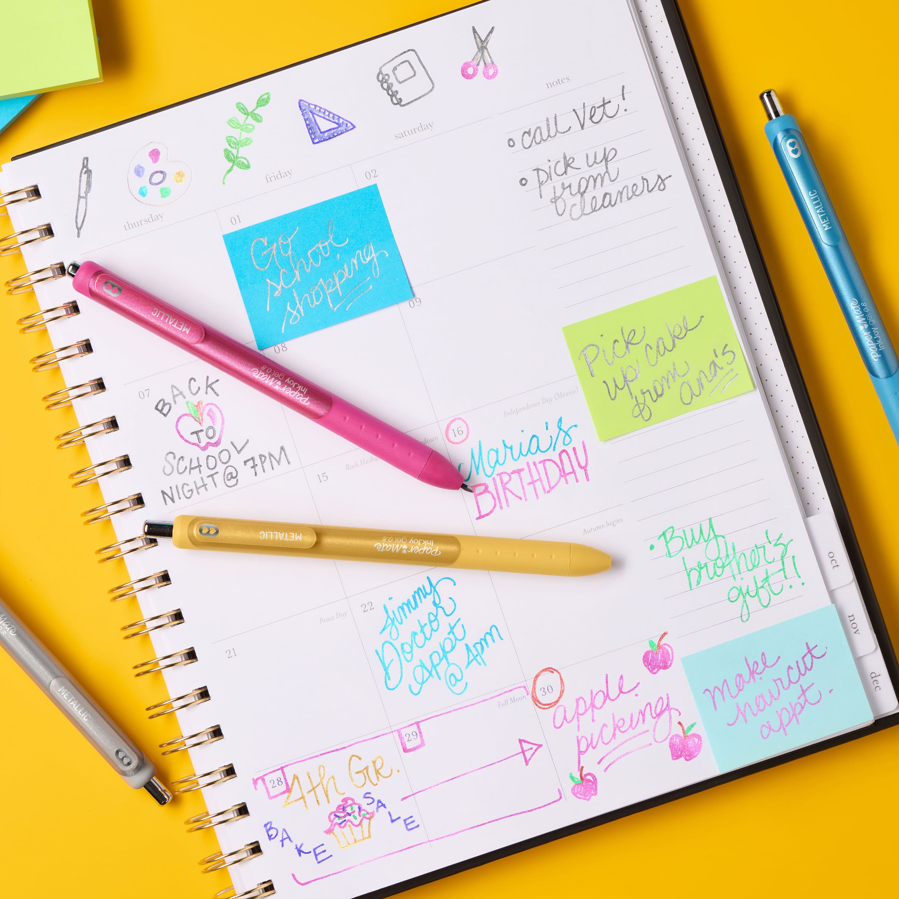 Paper Mate&#xAE; InkJoy&#xAE; Metallic Retractable 0.8mm Gel Pen 3 Color Set