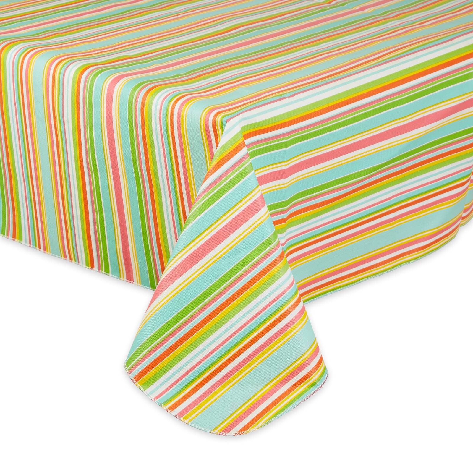 Spring Stripe Vinyl Tablecloth 60" x 102"