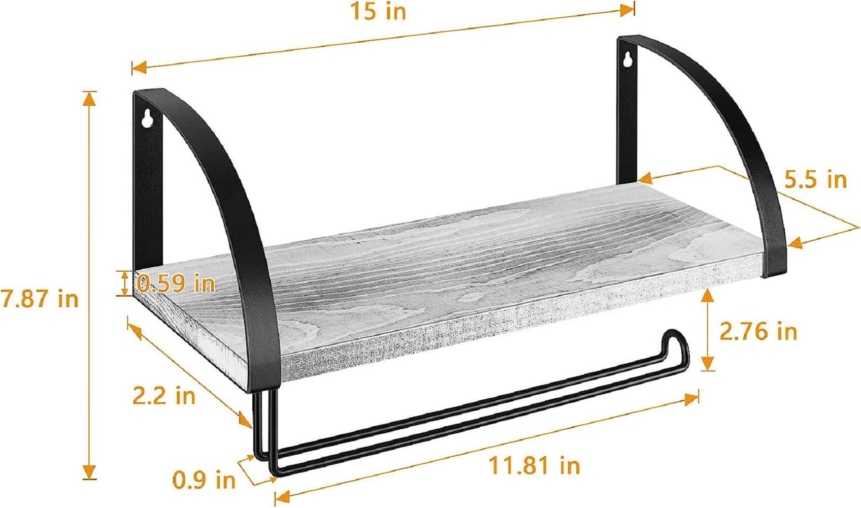 NEX™ 15" Wall Mounted Paper Towel Holder with Wood Shelf