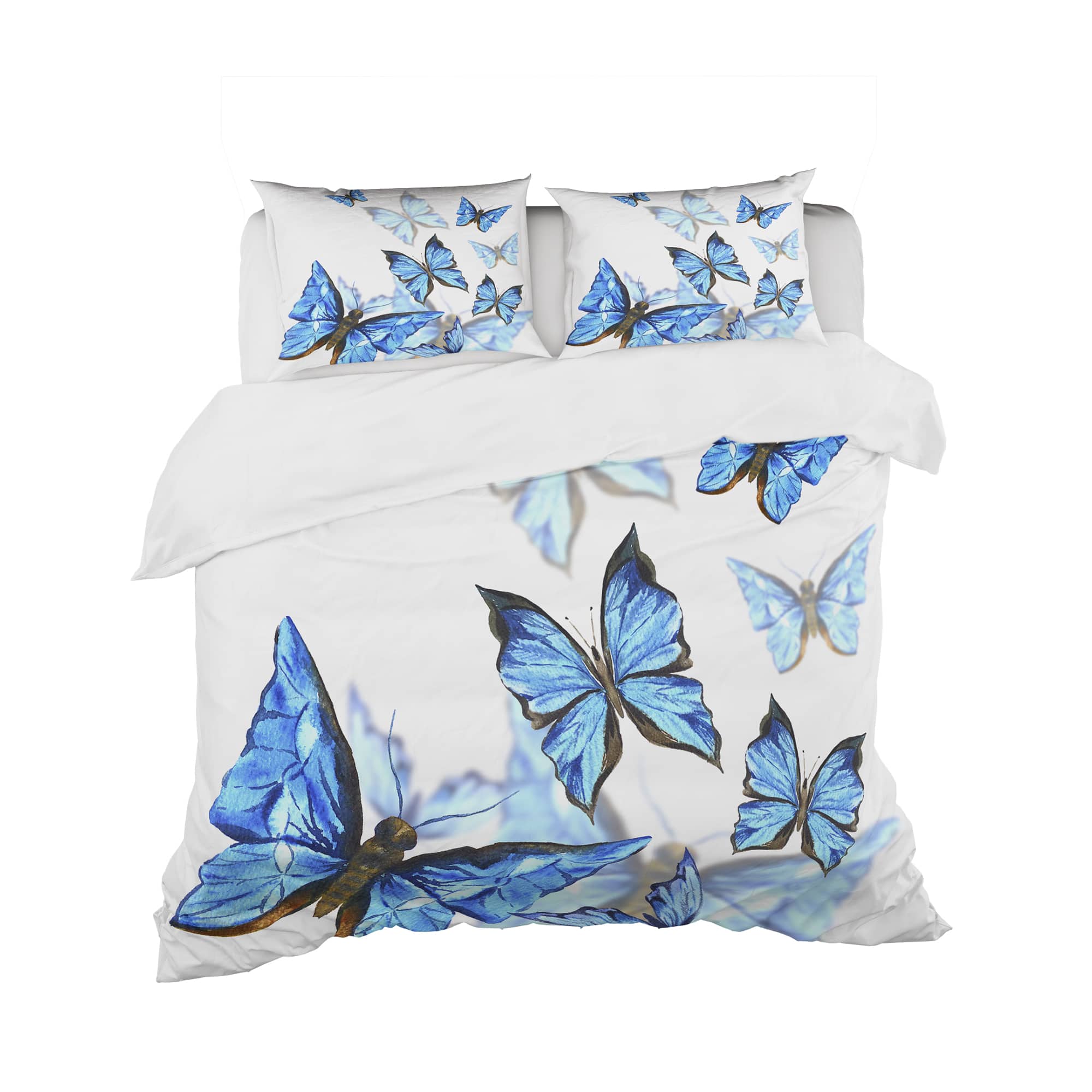 Designart &#x27;Watercolor Butterflies on White&#x27; Cabin &#x26; Lodge Bedding Set - Duvet Cover &#x26; Shams