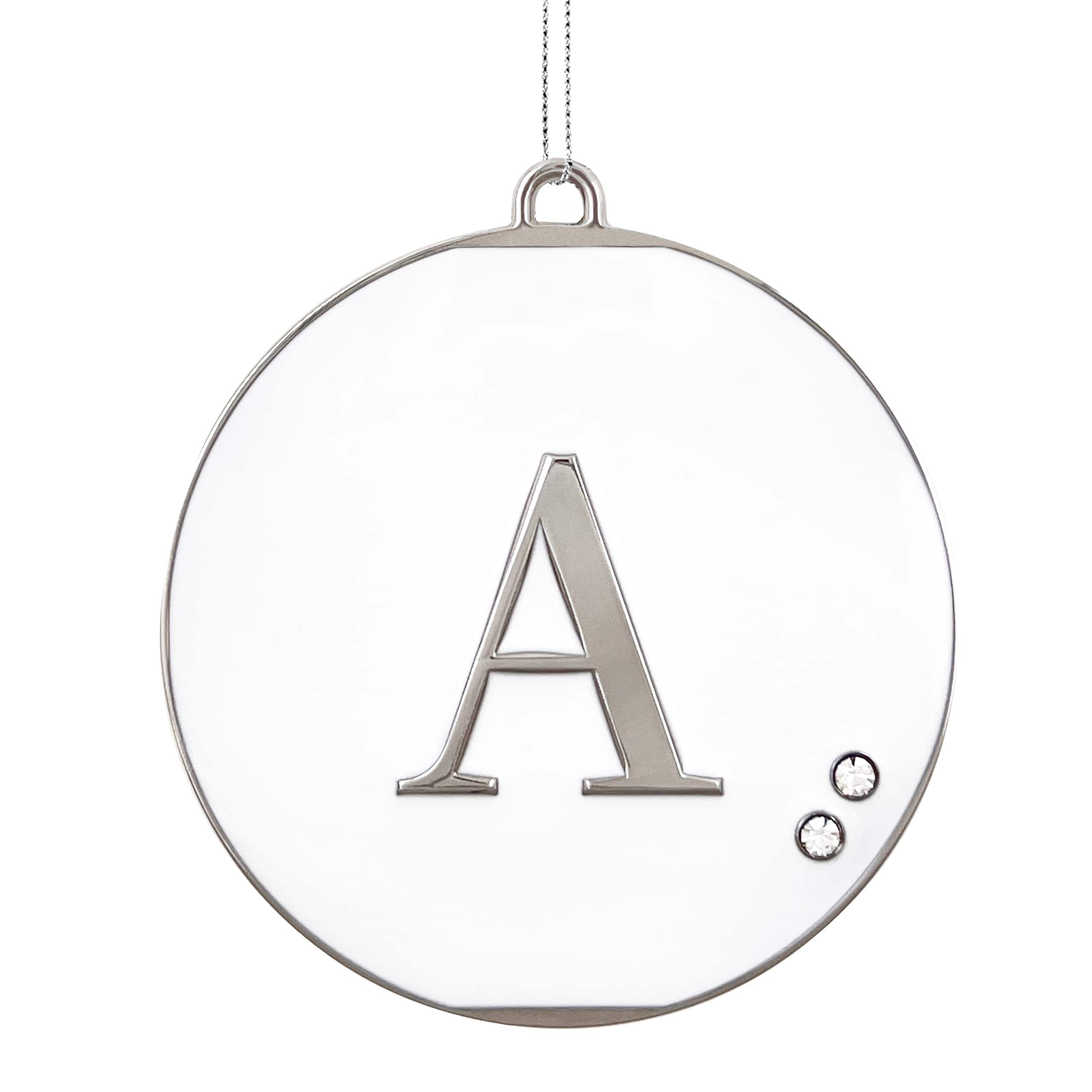 Geometric Enameled Monogram Tag Ornament with Rhinestones by Ashland&#xAE;