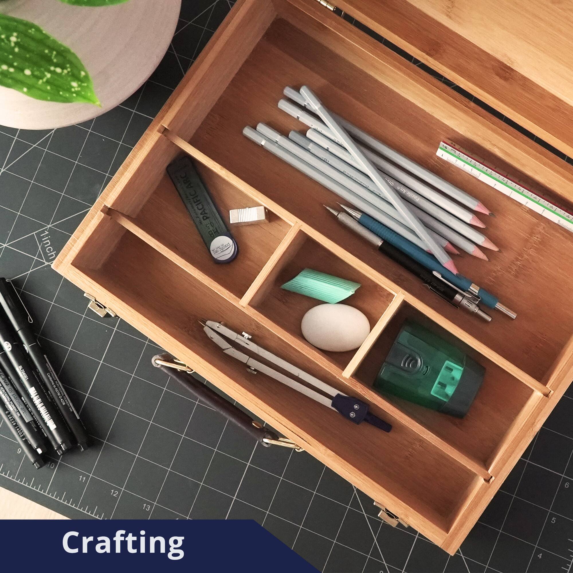 Pacific Arc 14" x 11" Bamboo Paint Box with Palette & 5 Compartments