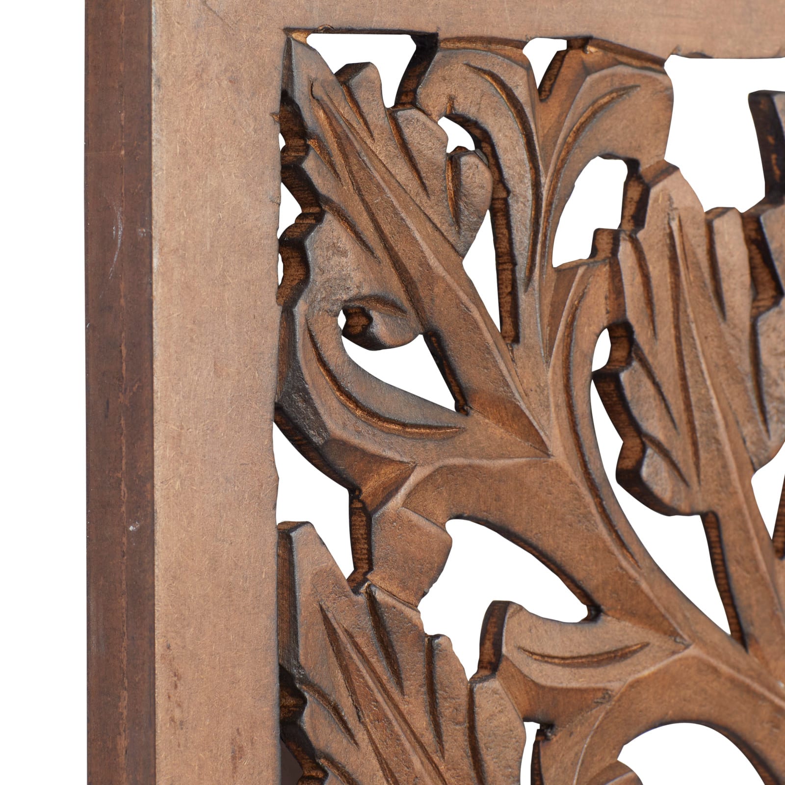 Brown Traditional Floral Mango Wood Wall D&#xE9;cor