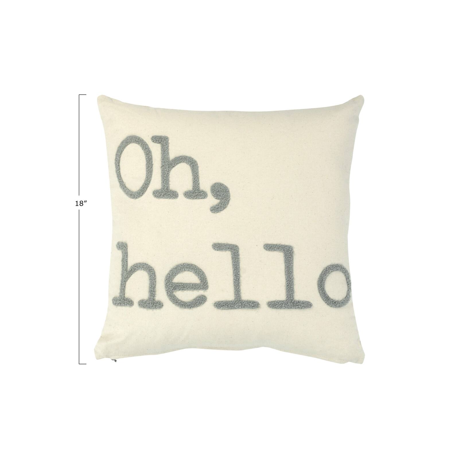 Hello Honey® Oh, Hello Embroidered Cotton Pillow