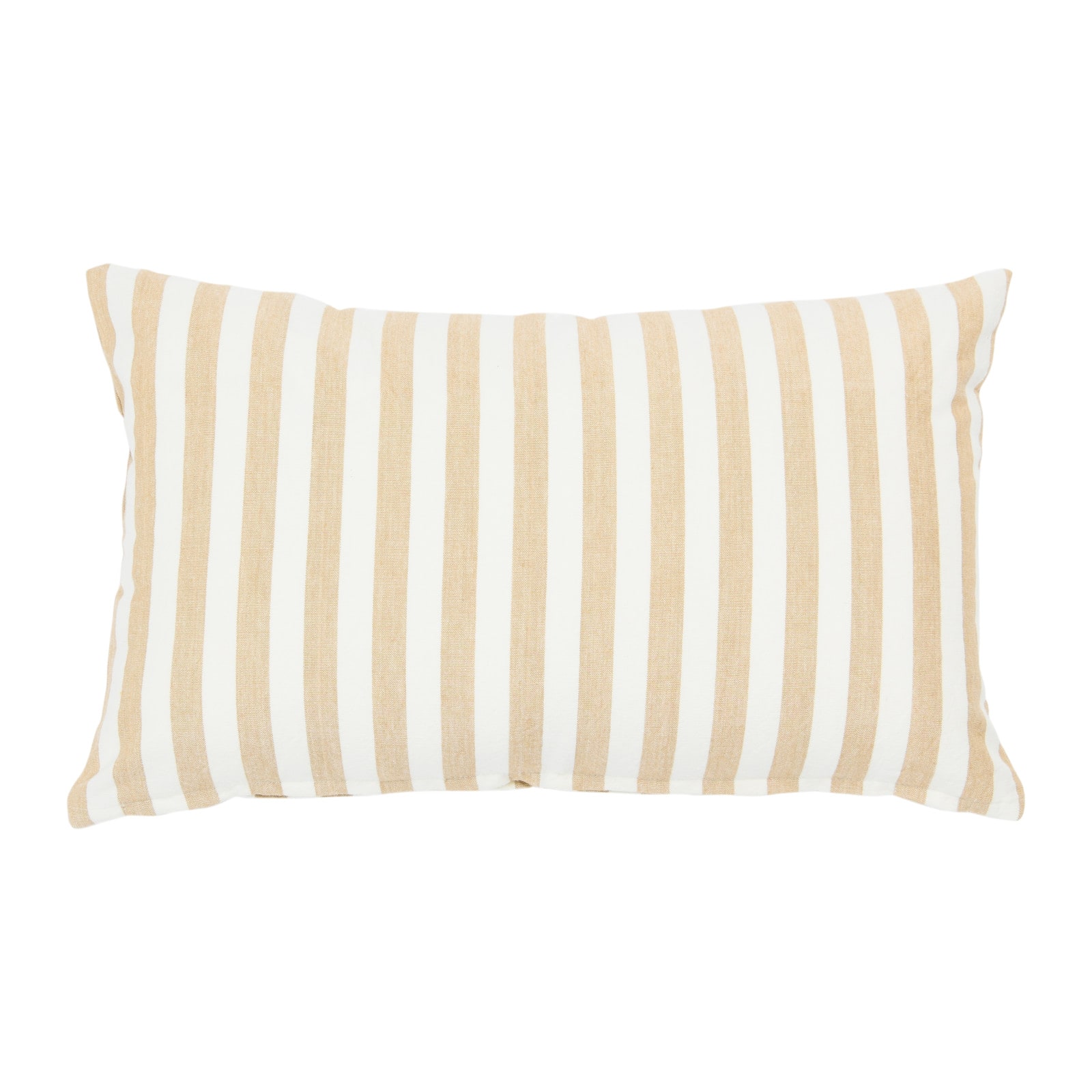 20&#x27;&#x27; Striped Beige Cotton Lumbar Pillow Cover
