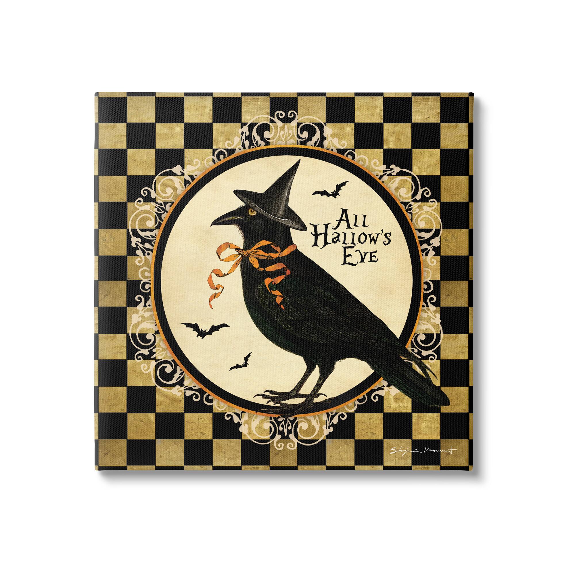 Stupell Industries All Hallow&#x27;s Eve Halloween Crow Canvas Wall Art
