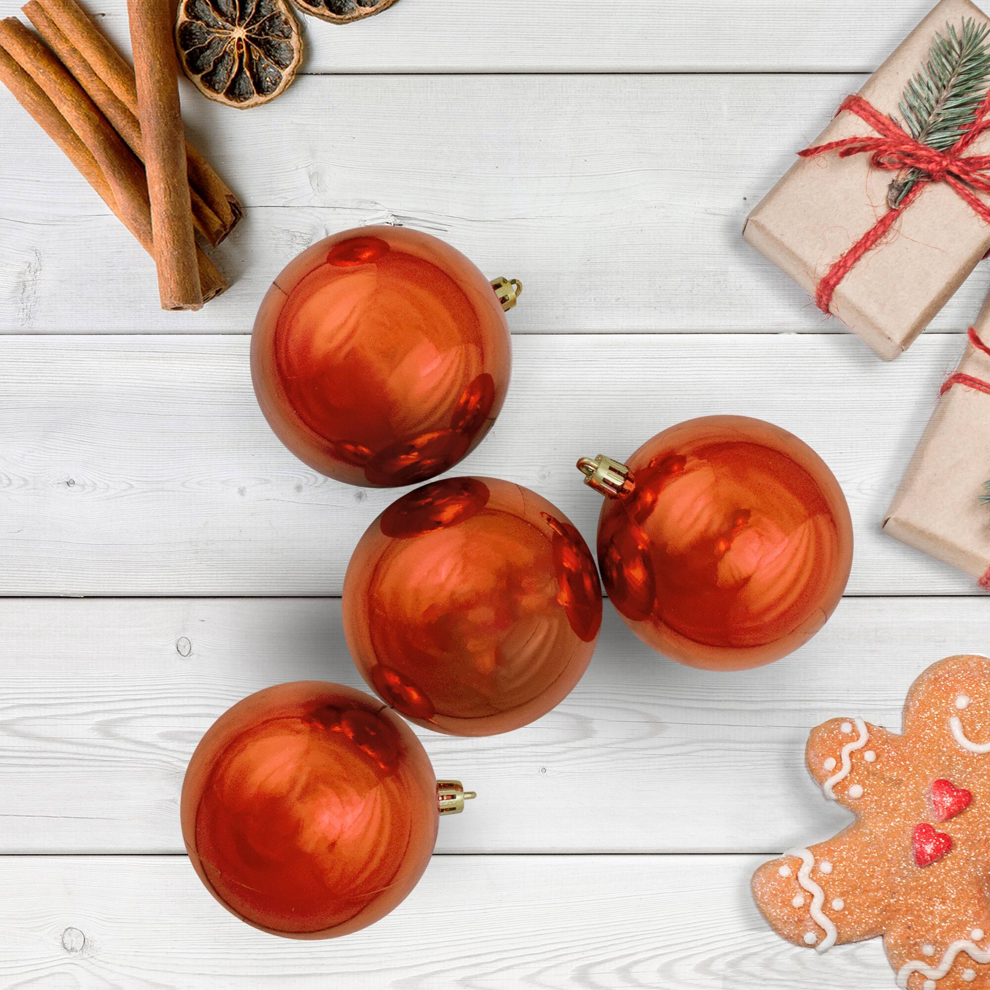 32ct. 3.25&#x22; Shiny Orange Shatterproof Plastic Ball Ornaments