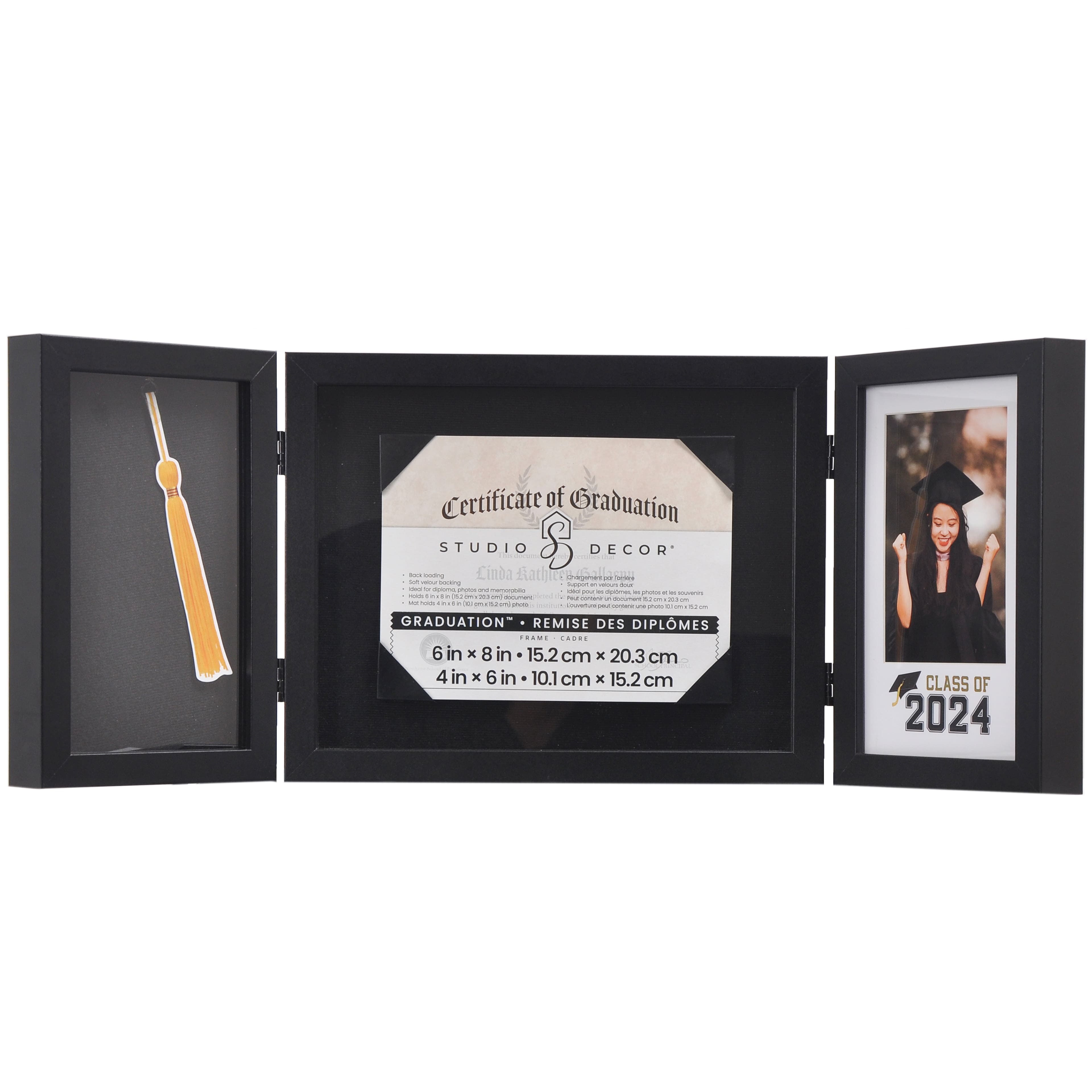 3 Opening Black 6&#x22; x 8&#x22; 2024 Hinged Frame with Mat, Graduation&#x2122; by Studio D&#xE9;cor&#xAE;
