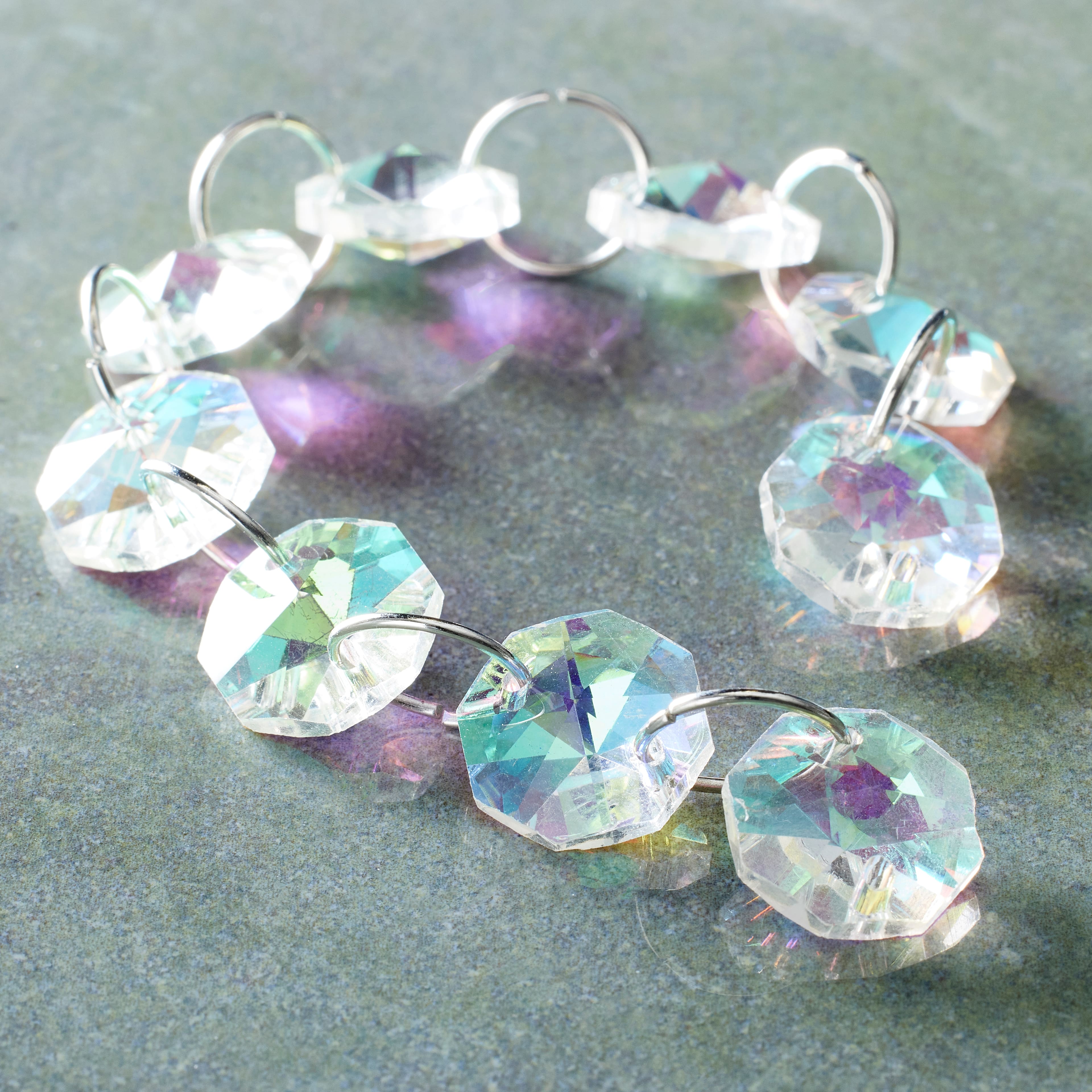 9 Pack: Aurora Borealis Crystal Faceted Glass Lentil Beads, 14mm by Bead Landing™