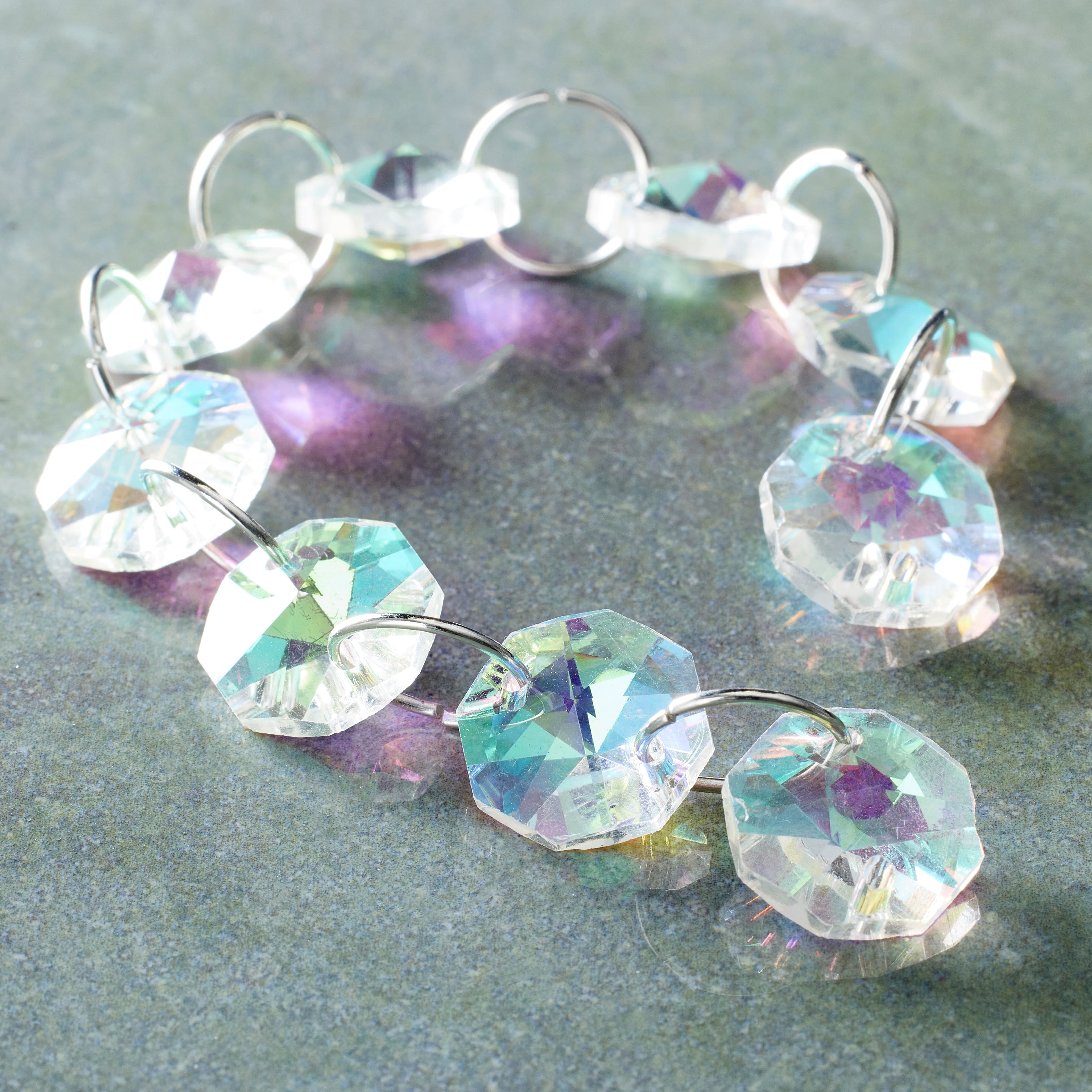 9 Pack: Aurora Borealis Crystal Faceted Glass Lentil Beads, 14mm by Bead Landing&#x2122;