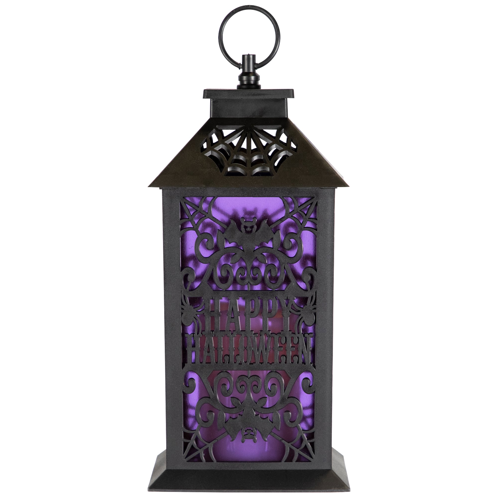 11" Black Bats Happy Halloween LED Candle Lantern