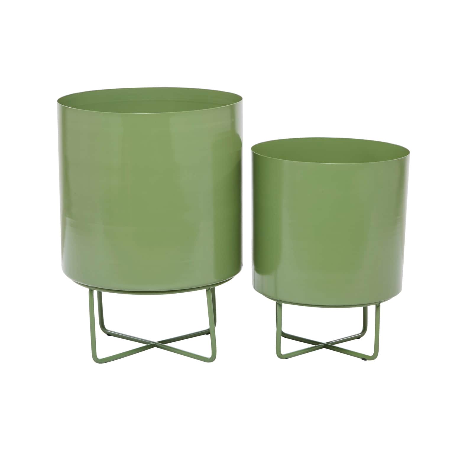 Green Modern Planter, Set of 2&#x22; 16&#x22;, 13&#x22;