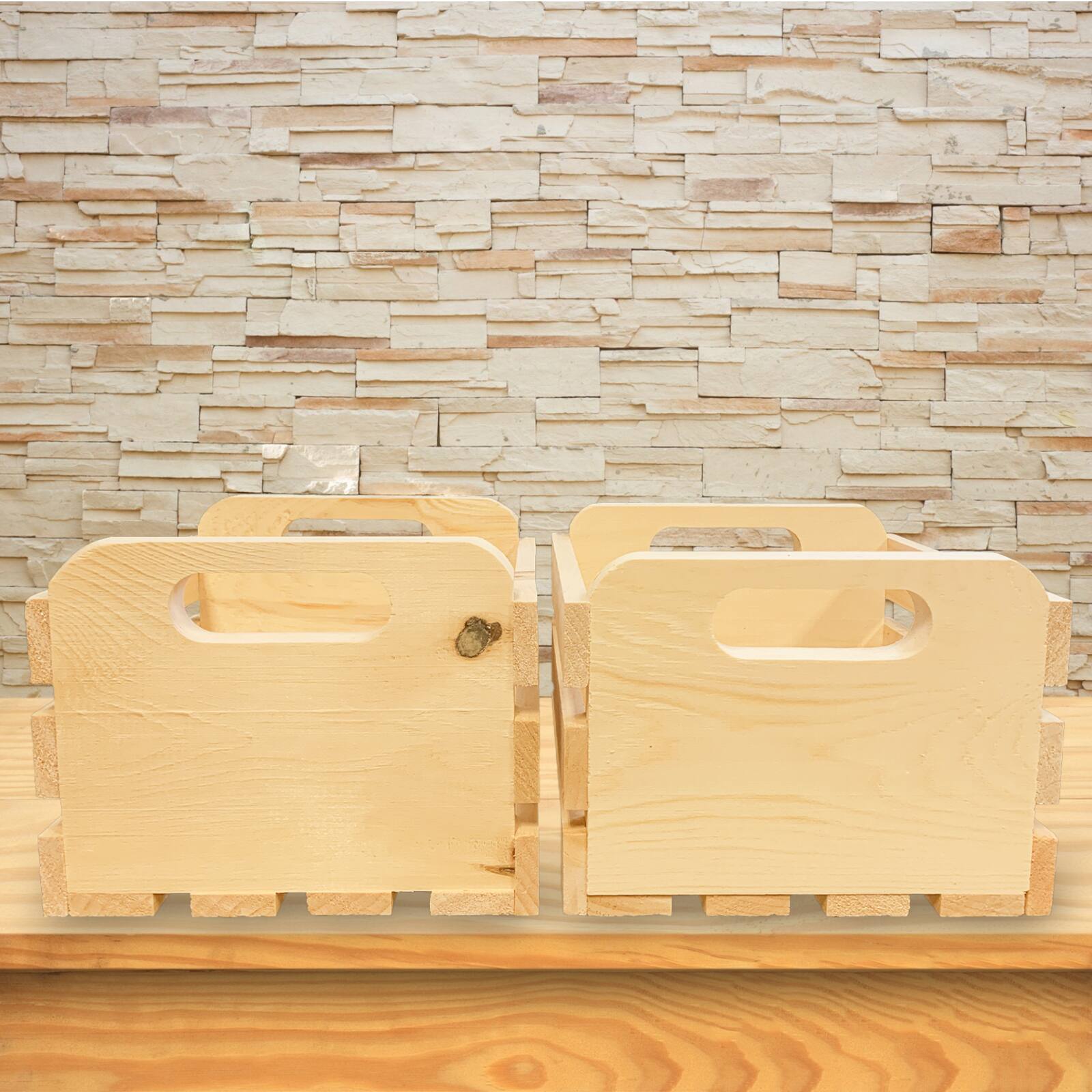 Wilson® Enterprises 8" x 7" x 5.5" Pine Handle Crates, 2ct.
