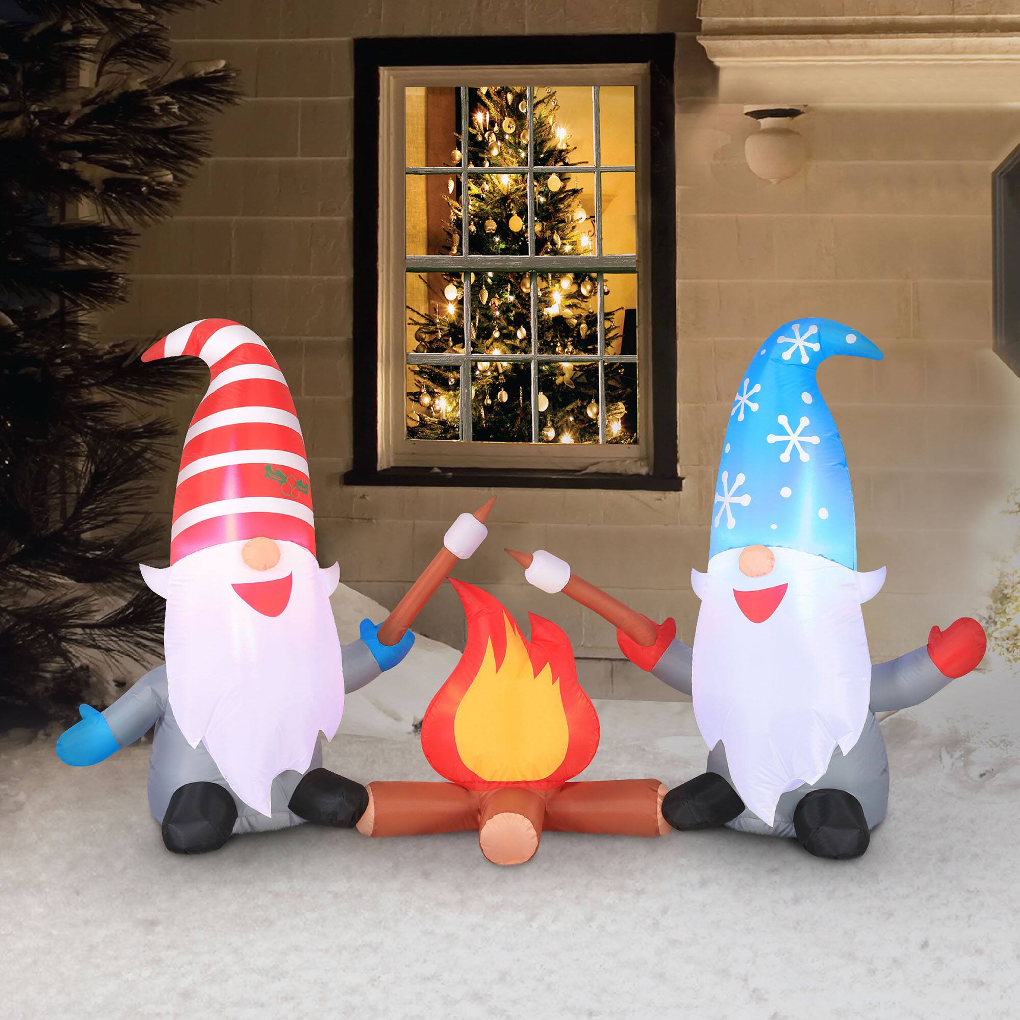 6ft. Inflatable Christmas Light Up Campfire Gnomes